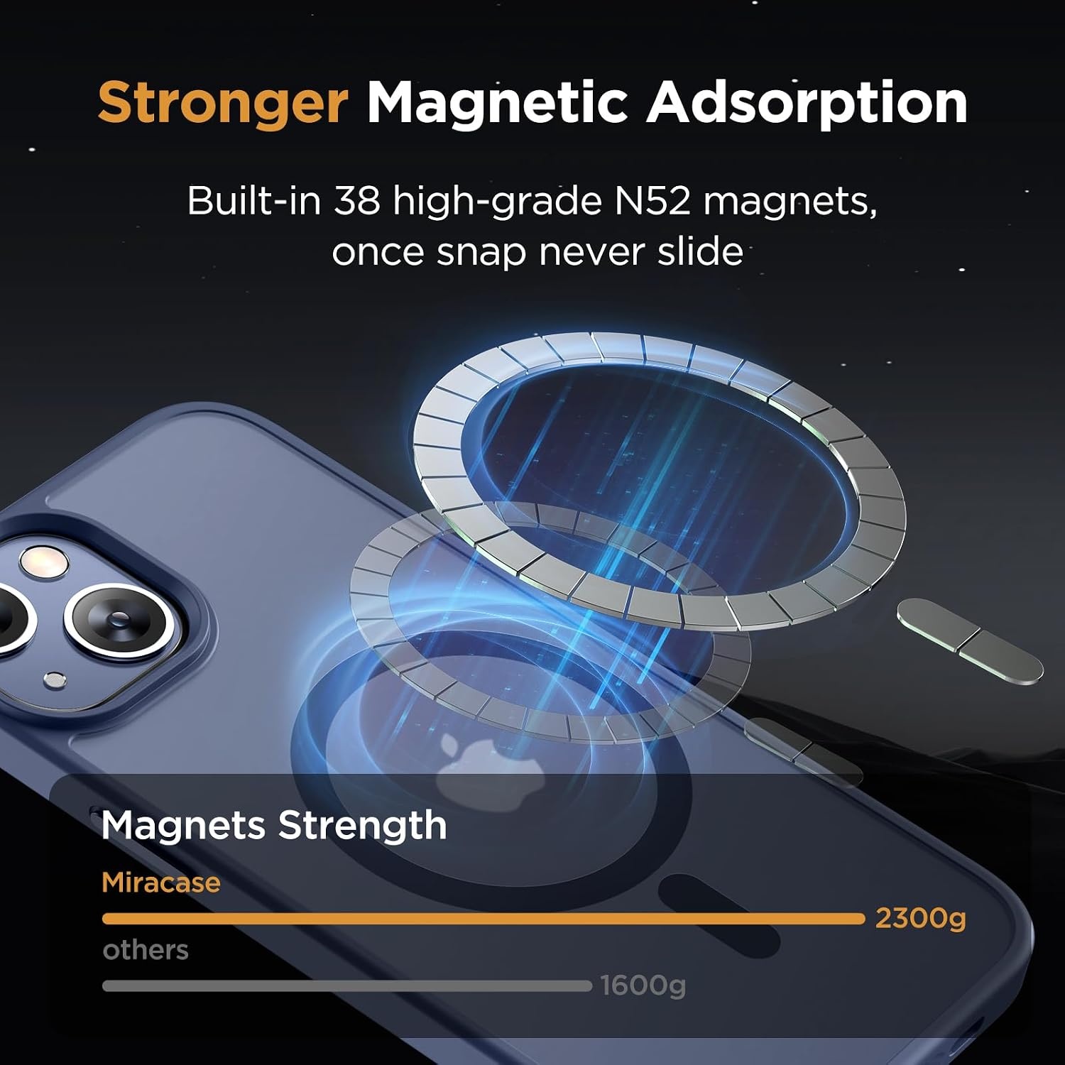 image:imageMiracase for iPhone 16 Pro Max Matte Series Case Magnetic LavenderDark Blue