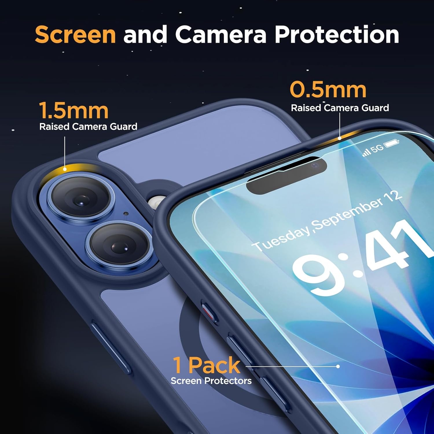 image:imageMiracase for iPhone 16 Pro Max Matte Series Case Magnetic LavenderDark Blue