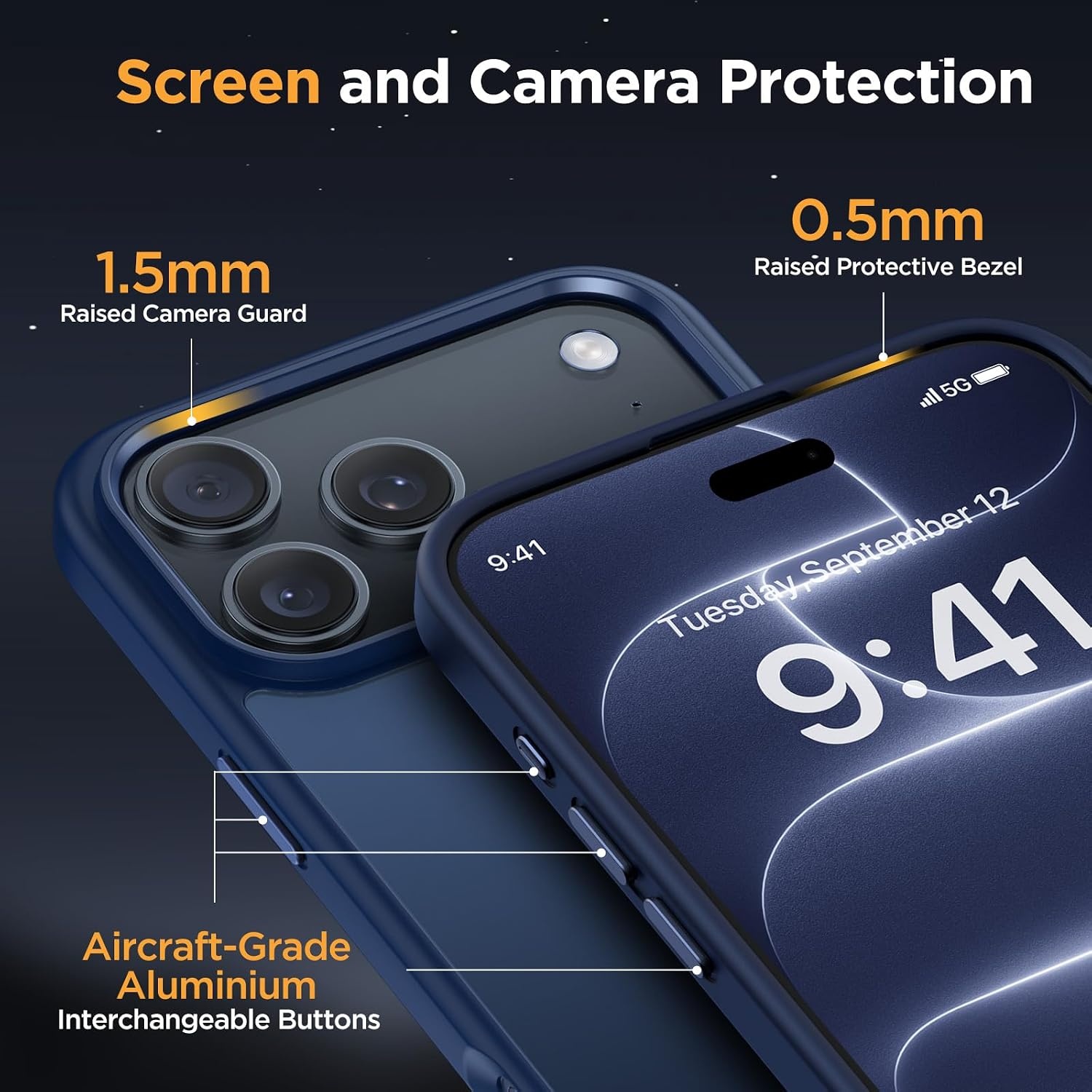 image:imageMiracase for iPhone 16 Pro Max Matte Series Case Magnetic LavenderDark Blue