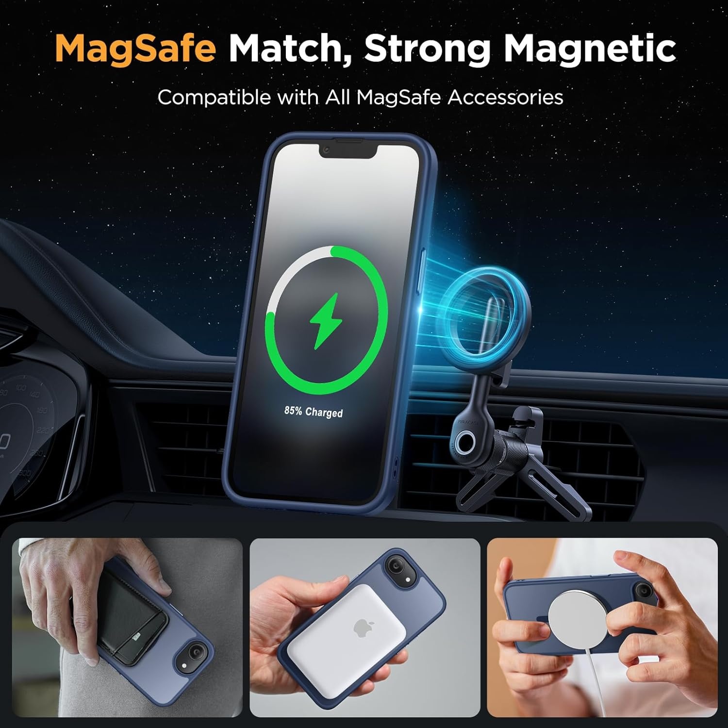image:imageMiracase for iPhone 16 Pro Max Matte Series Case Magnetic LavenderDark Blue