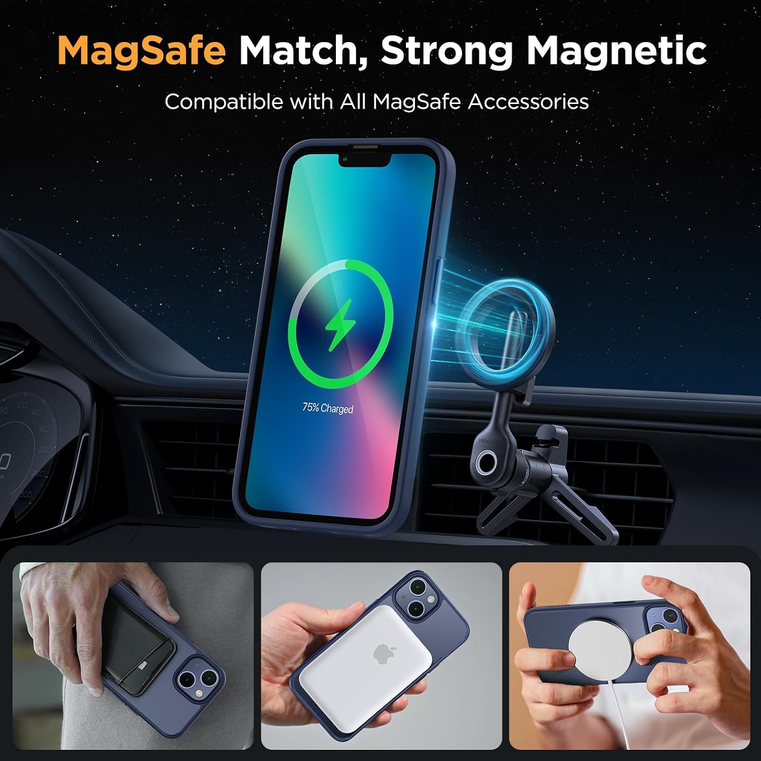 image:imageMiracase for iPhone 16 Pro Max Matte Series Case Magnetic LavenderDark Blue
