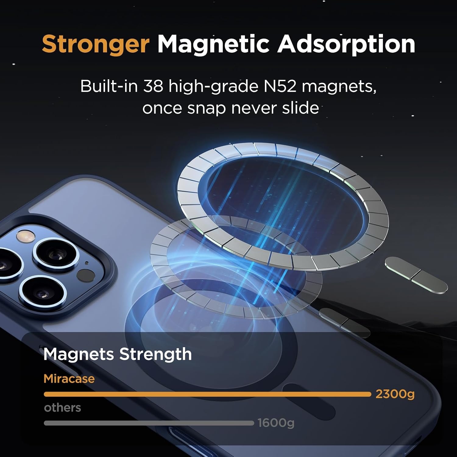 image:imageMiracase for iPhone 16 Pro Max Matte Series Case Magnetic LavenderDark Blue