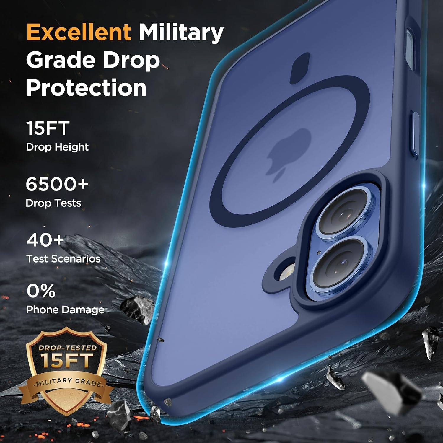 image:imageMiracase for iPhone 16 Pro Max Matte Series Case Magnetic LavenderDark Blue