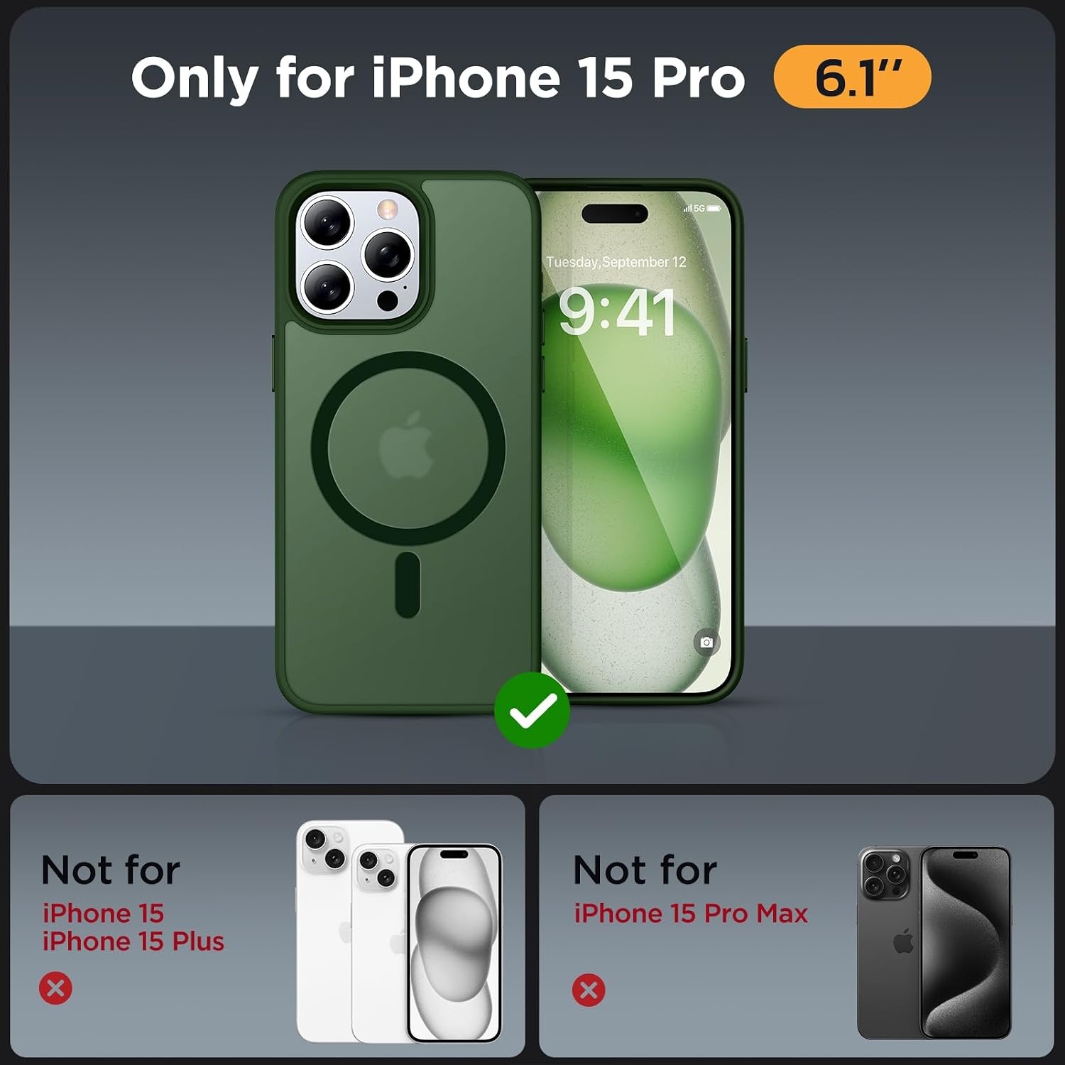 image:imageMiracase for iPhone 16 Pro Max Matte Series Case Magnetic LavenderDark Green