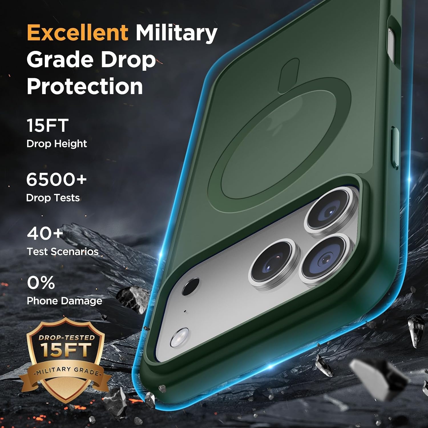 image:imageMiracase for iPhone 16 Pro Max Matte Series Case Magnetic LavenderDark Green