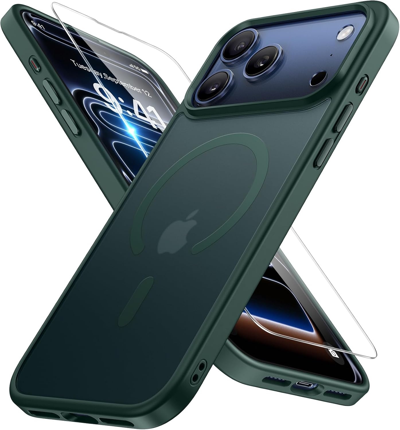 image:imageMiracase for iPhone 16 Pro Max Matte Series Case Magnetic LavenderDark Green