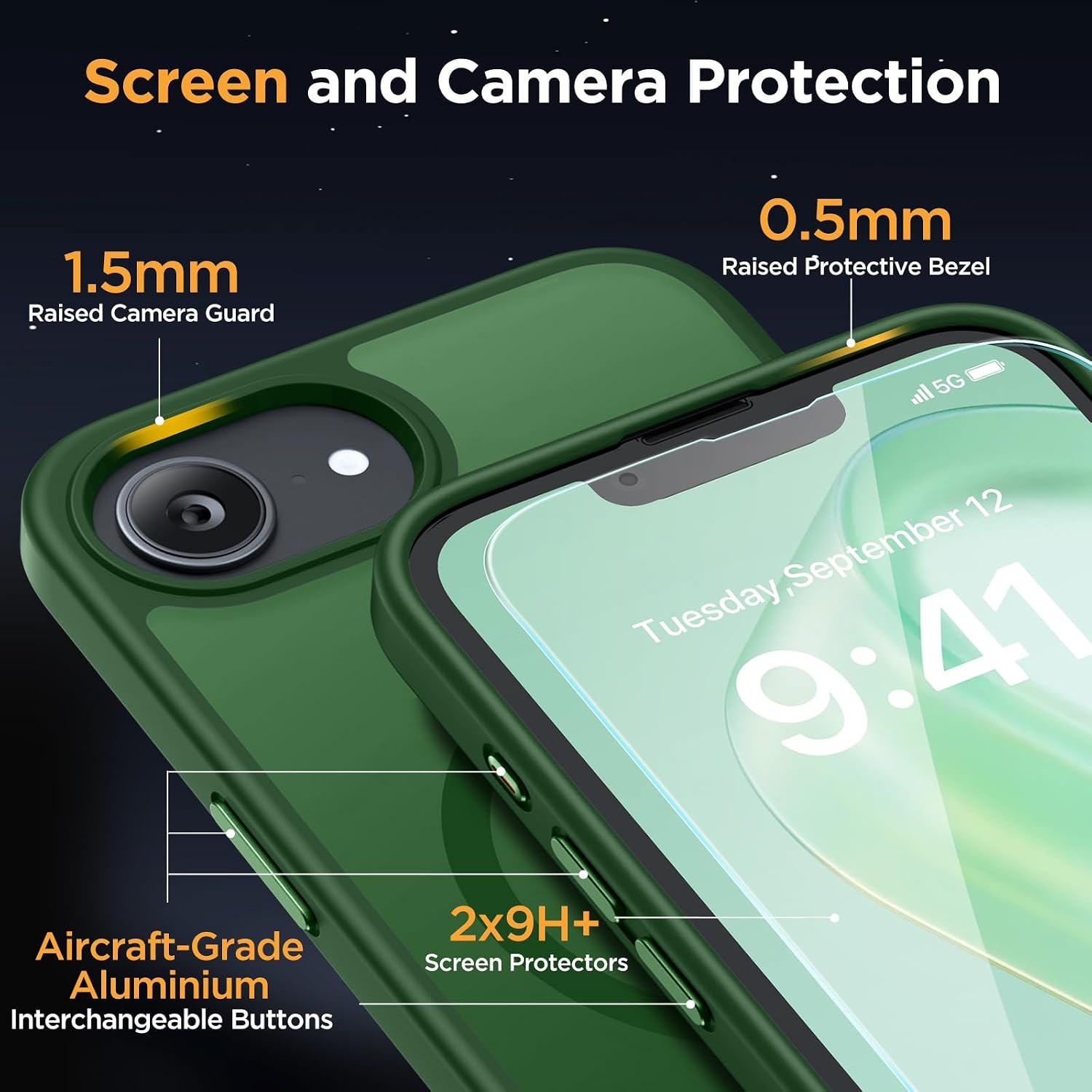image:imageMiracase for iPhone 16 Pro Max Matte Series Case Magnetic LavenderDark Green