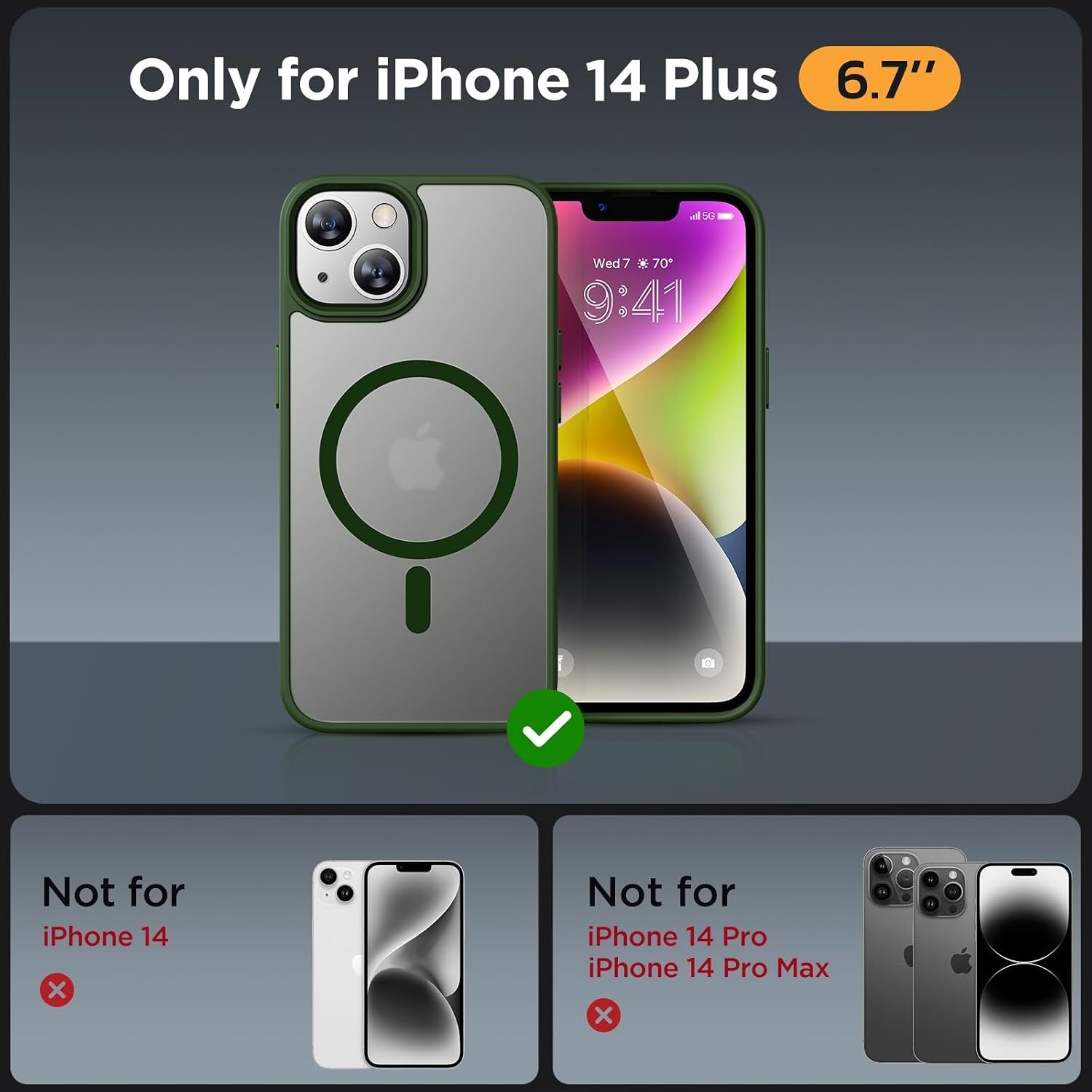 image:imageMiracase for iPhone 16 Pro Max Matte Series Case Magnetic LavenderDark Green