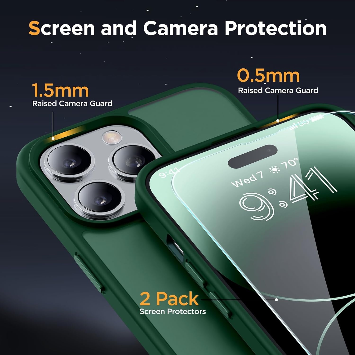 image:imageMiracase for iPhone 16 Pro Max Matte Series Case Magnetic LavenderDark Green
