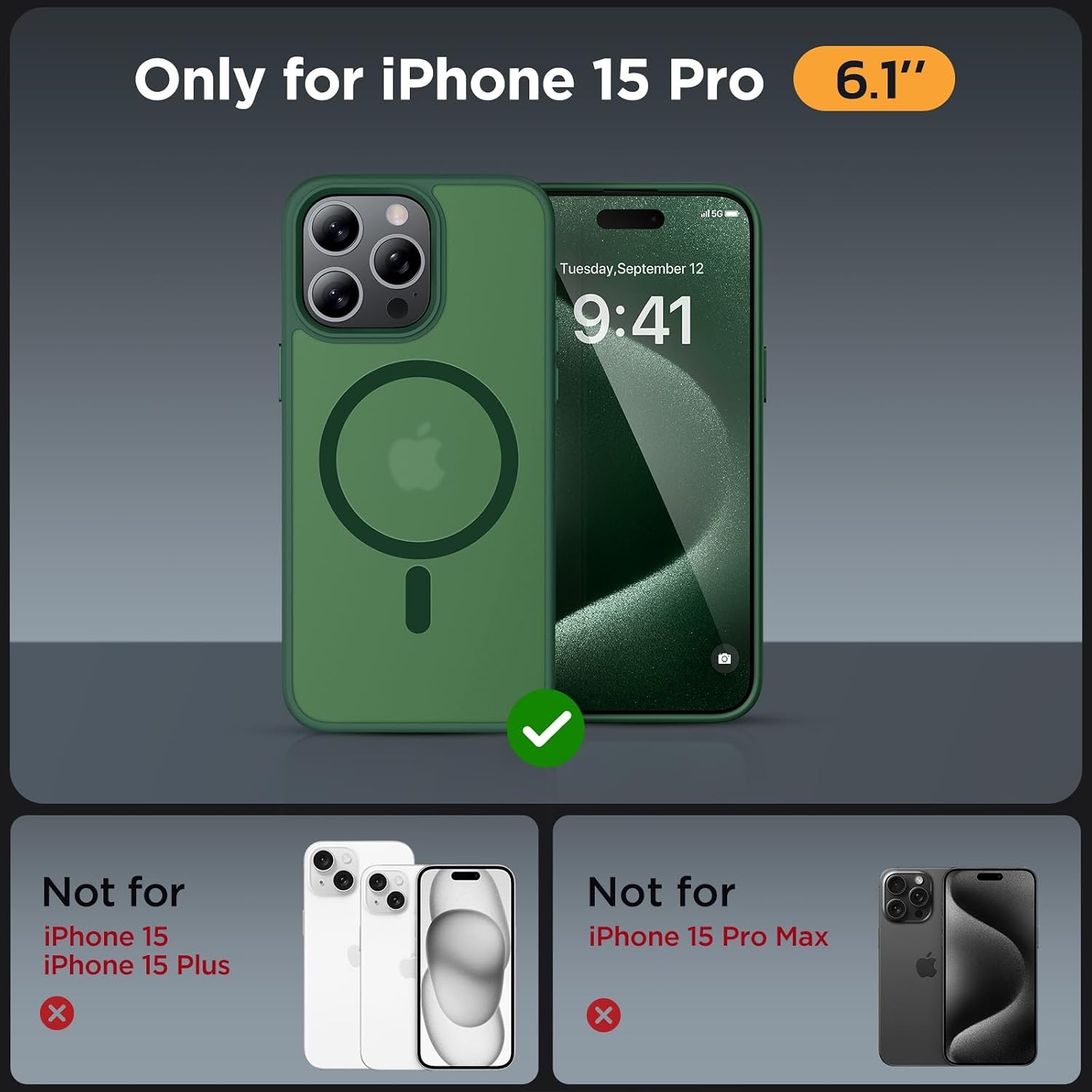 image:imageMiracase for iPhone 16 Pro Max Matte Series Case Magnetic LavenderDark Green