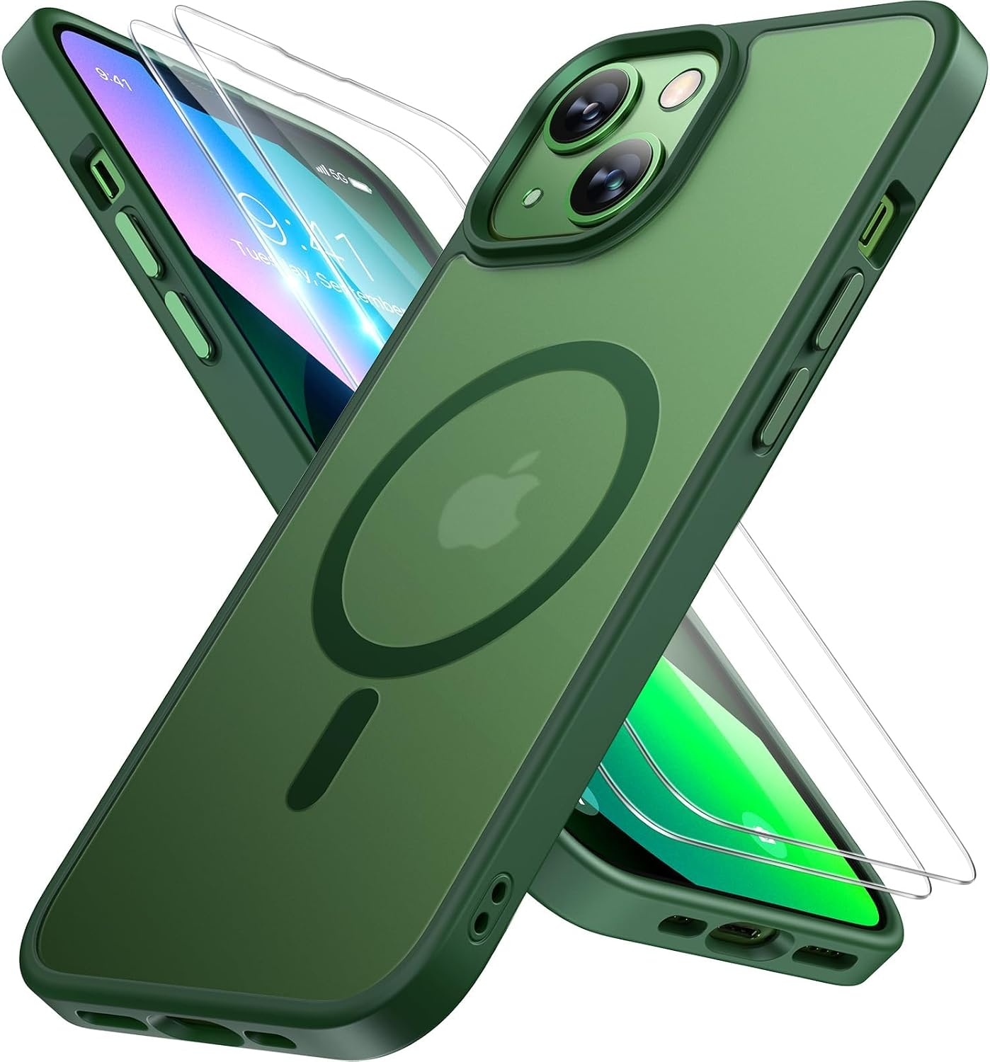 image:imageMiracase for iPhone 16 Pro Max Matte Series Case Magnetic LavenderDark Green