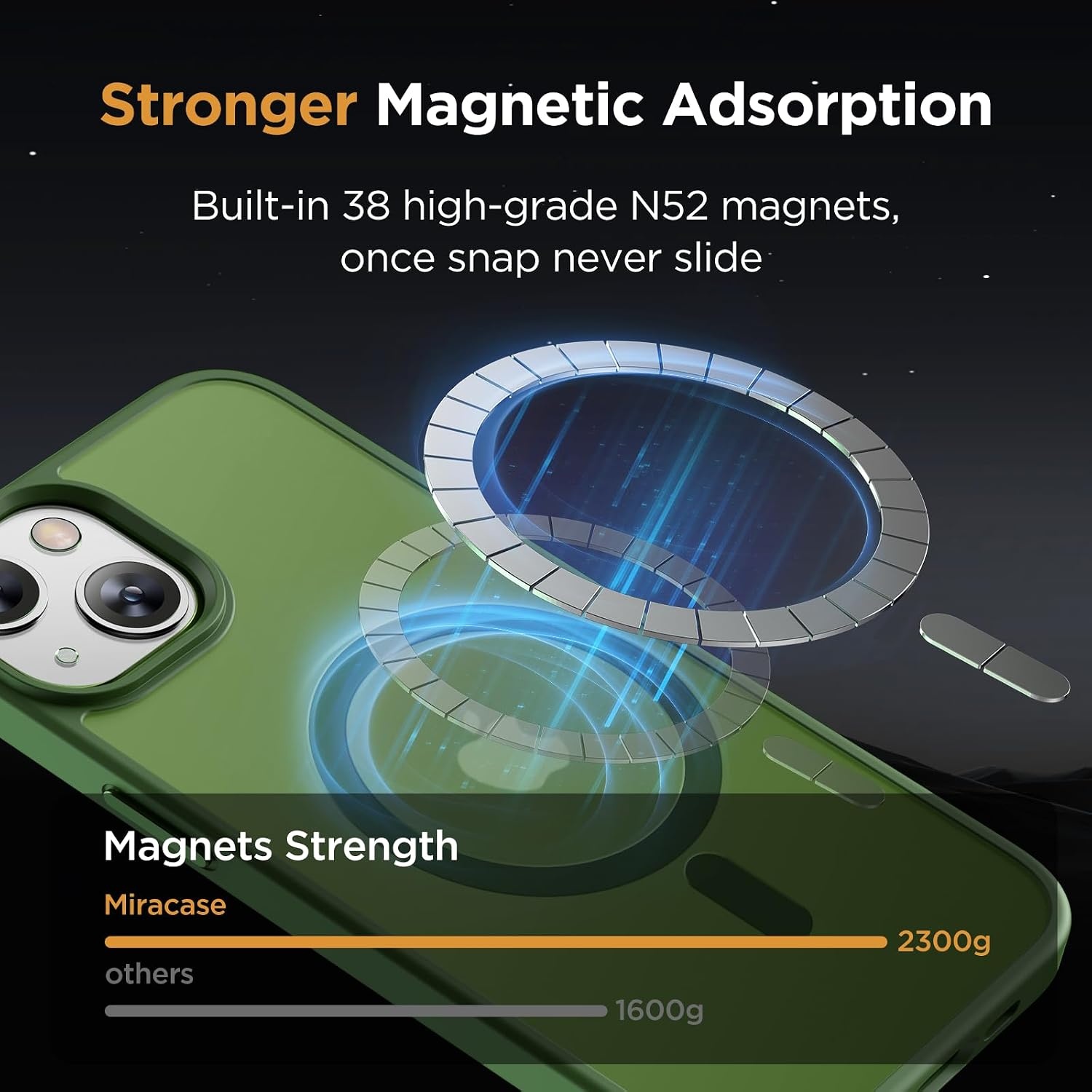 image:imageMiracase for iPhone 16 Pro Max Matte Series Case Magnetic LavenderDark Green