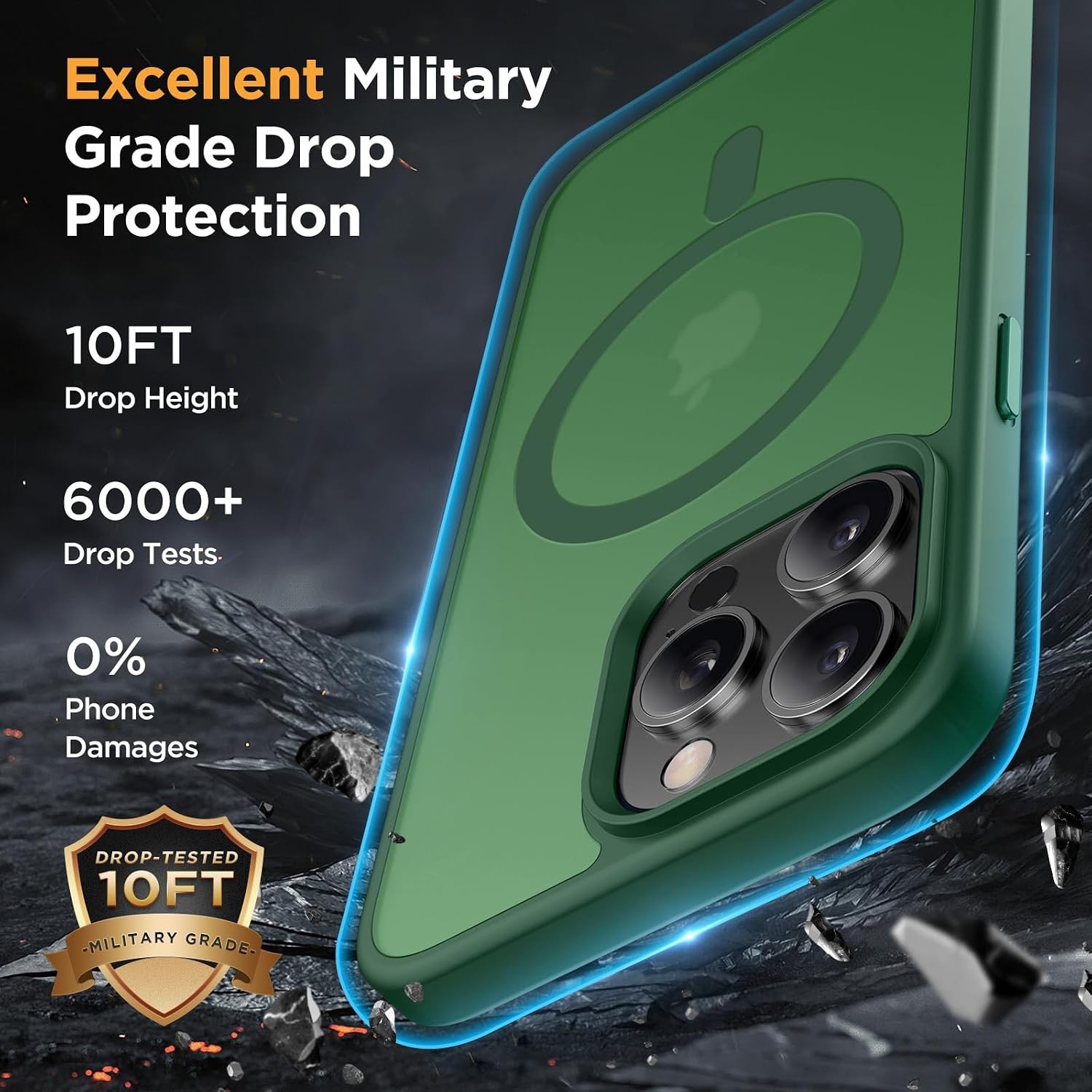 image:imageMiracase for iPhone 16 Pro Max Matte Series Case Magnetic LavenderDark Green