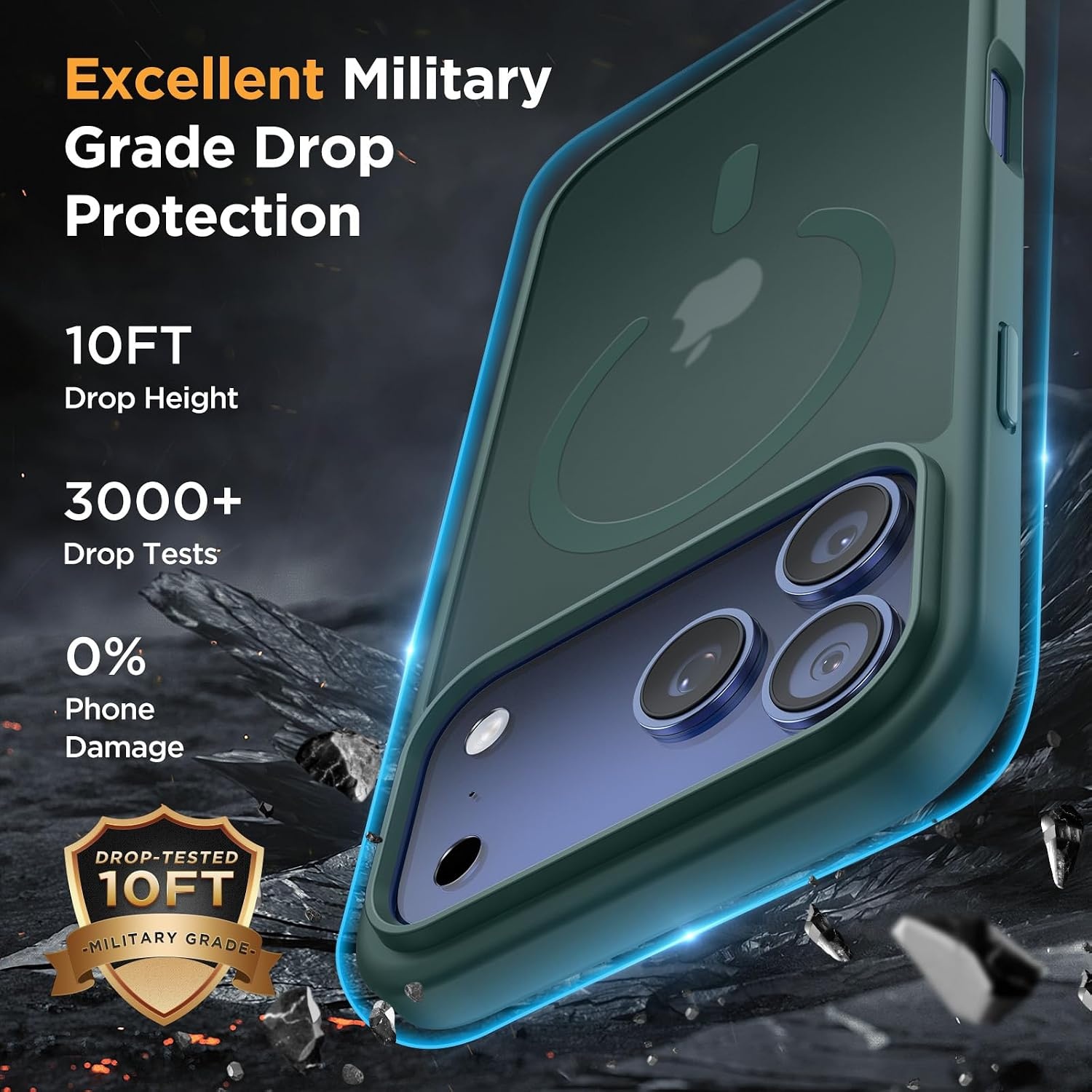 image:imageMiracase for iPhone 16 Pro Max Matte Series Case Magnetic LavenderDark Green