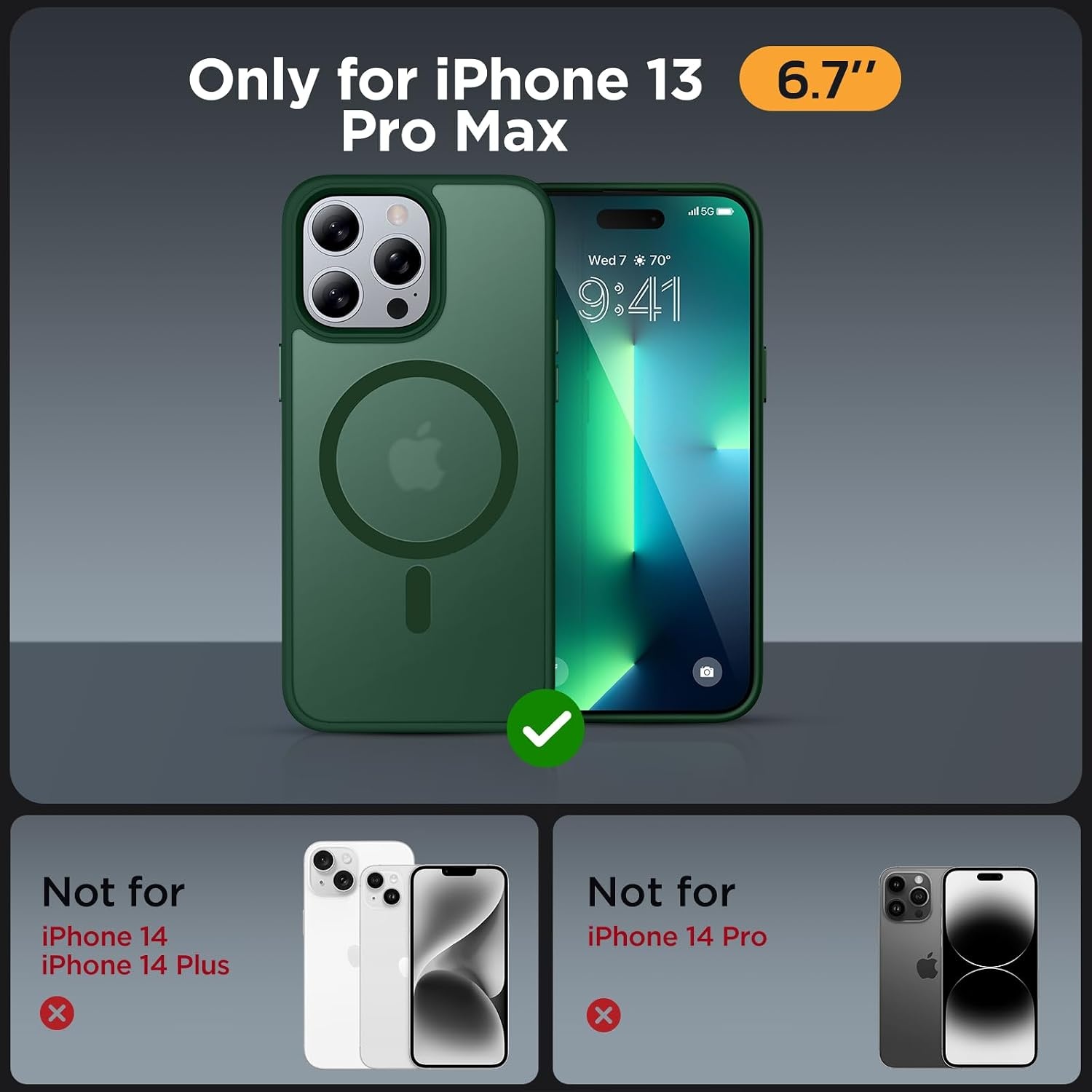 image:imageMiracase for iPhone 16 Pro Max Matte Series Case Magnetic LavenderDark Green