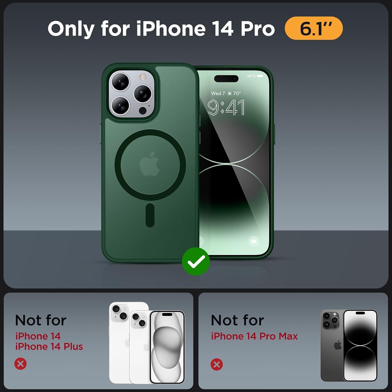image:imageMiracase for iPhone 16 Pro Max Matte Series Case Magnetic LavenderDark Green