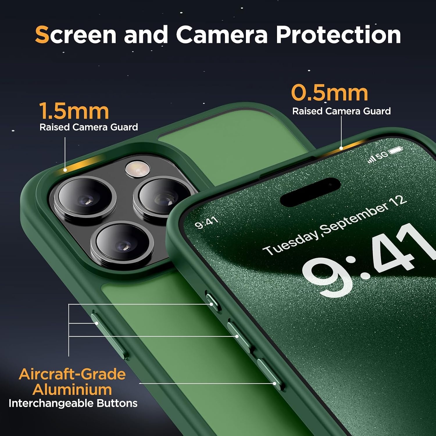 image:imageMiracase for iPhone 16 Pro Max Matte Series Case Magnetic LavenderDark Green