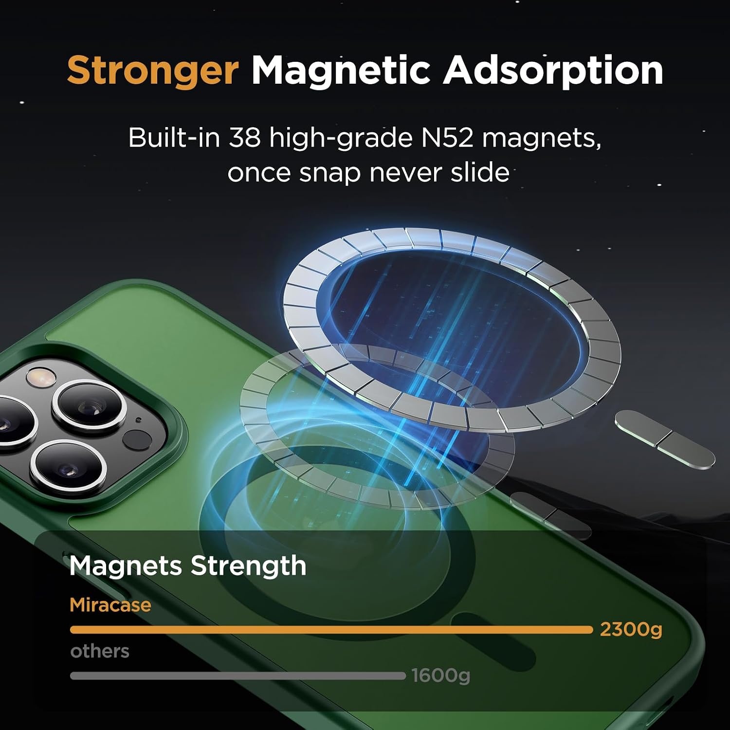 image:imageMiracase for iPhone 16 Pro Max Matte Series Case Magnetic LavenderDark Green