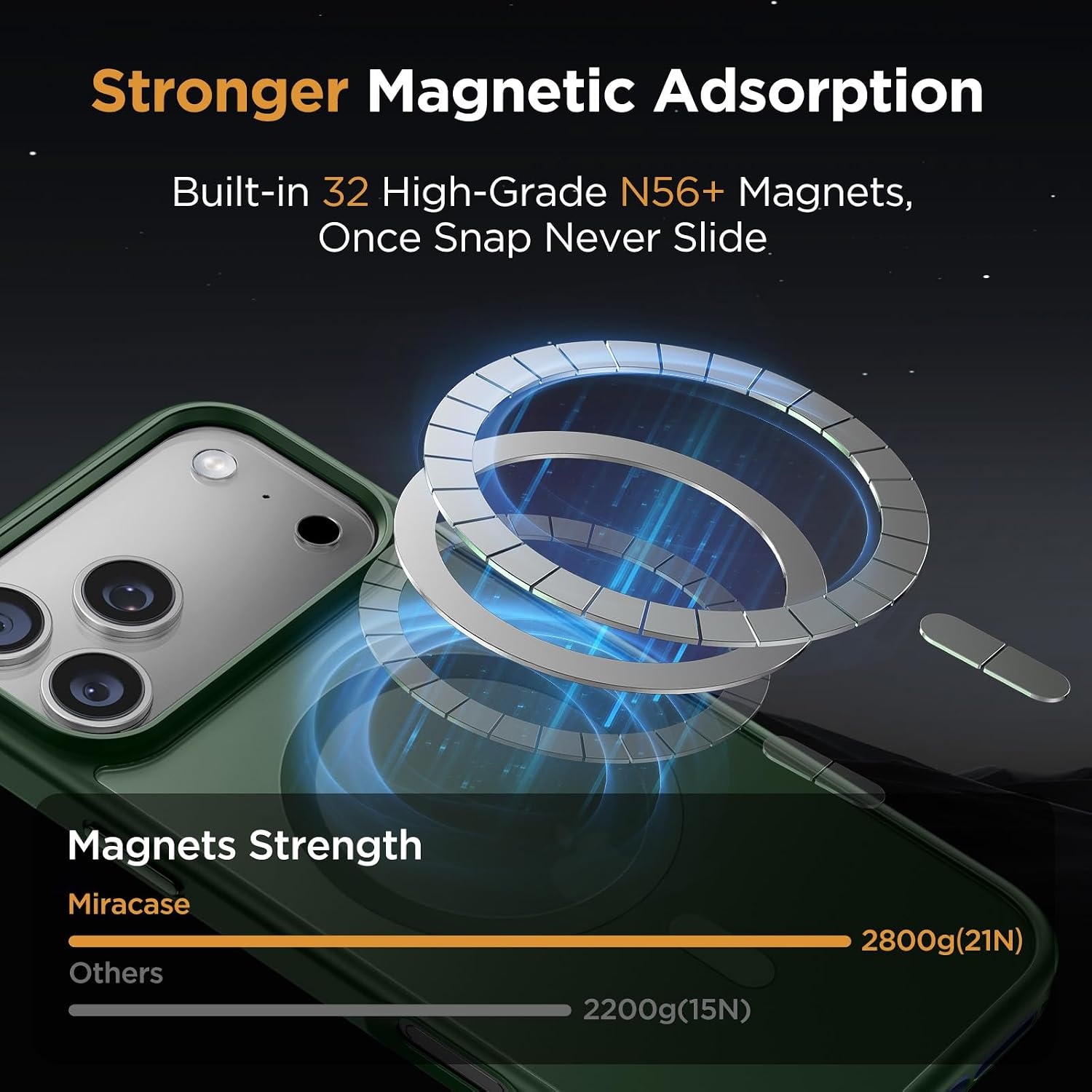 image:imageMiracase for iPhone 16 Pro Max Matte Series Case Magnetic LavenderDark Green