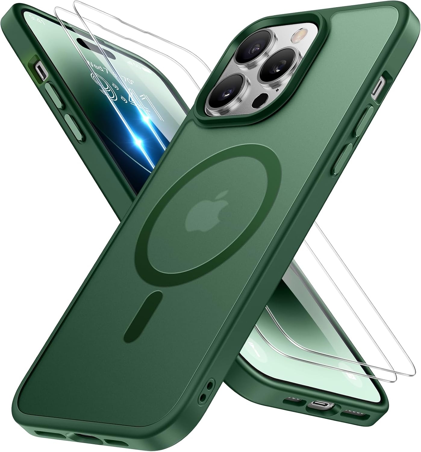 image:imageMiracase for iPhone 16 Pro Max Matte Series Case Magnetic LavenderDark Green