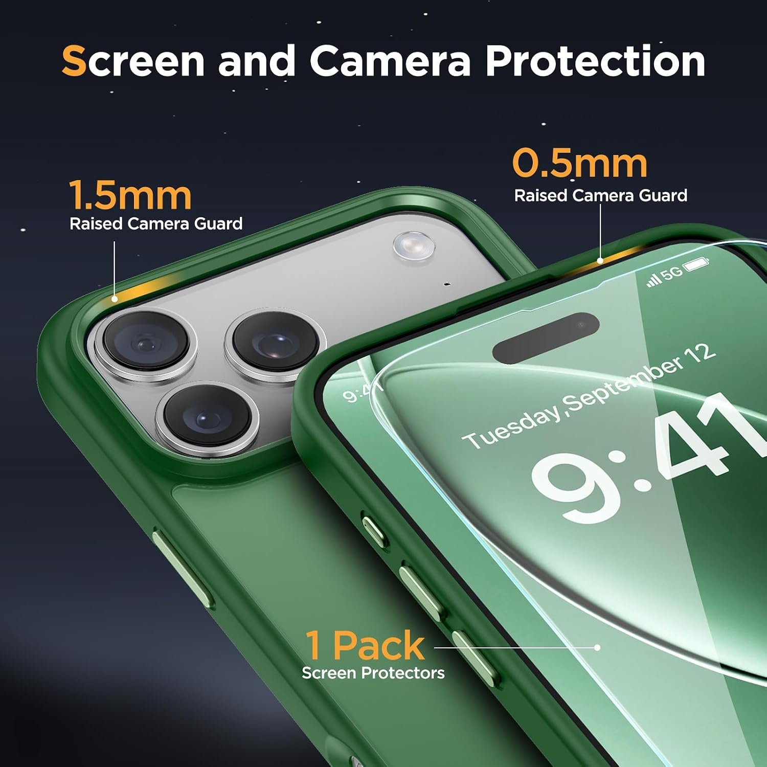 image:imageMiracase for iPhone 16 Pro Max Matte Series Case Magnetic LavenderDark Green