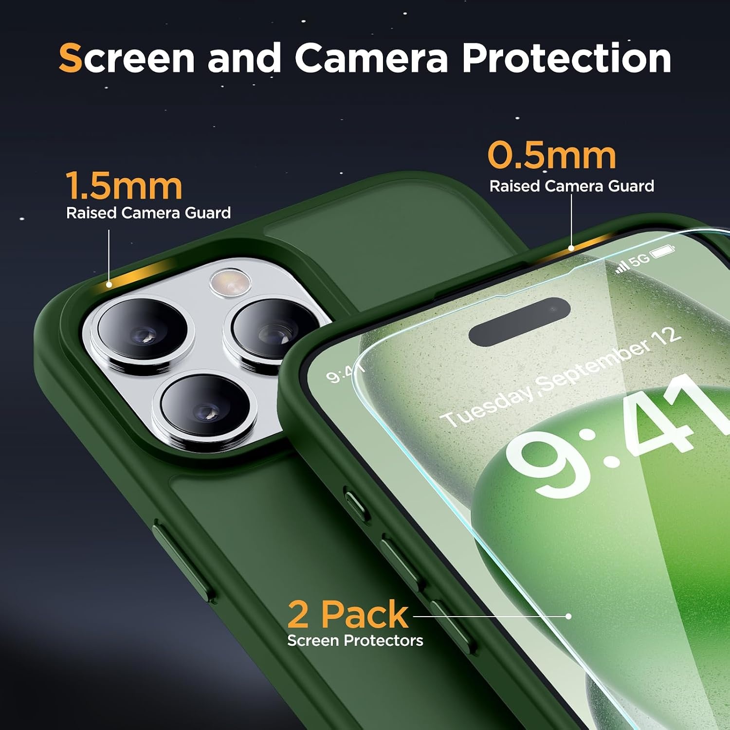 image:imageMiracase for iPhone 16 Pro Max Matte Series Case Magnetic LavenderDark Green