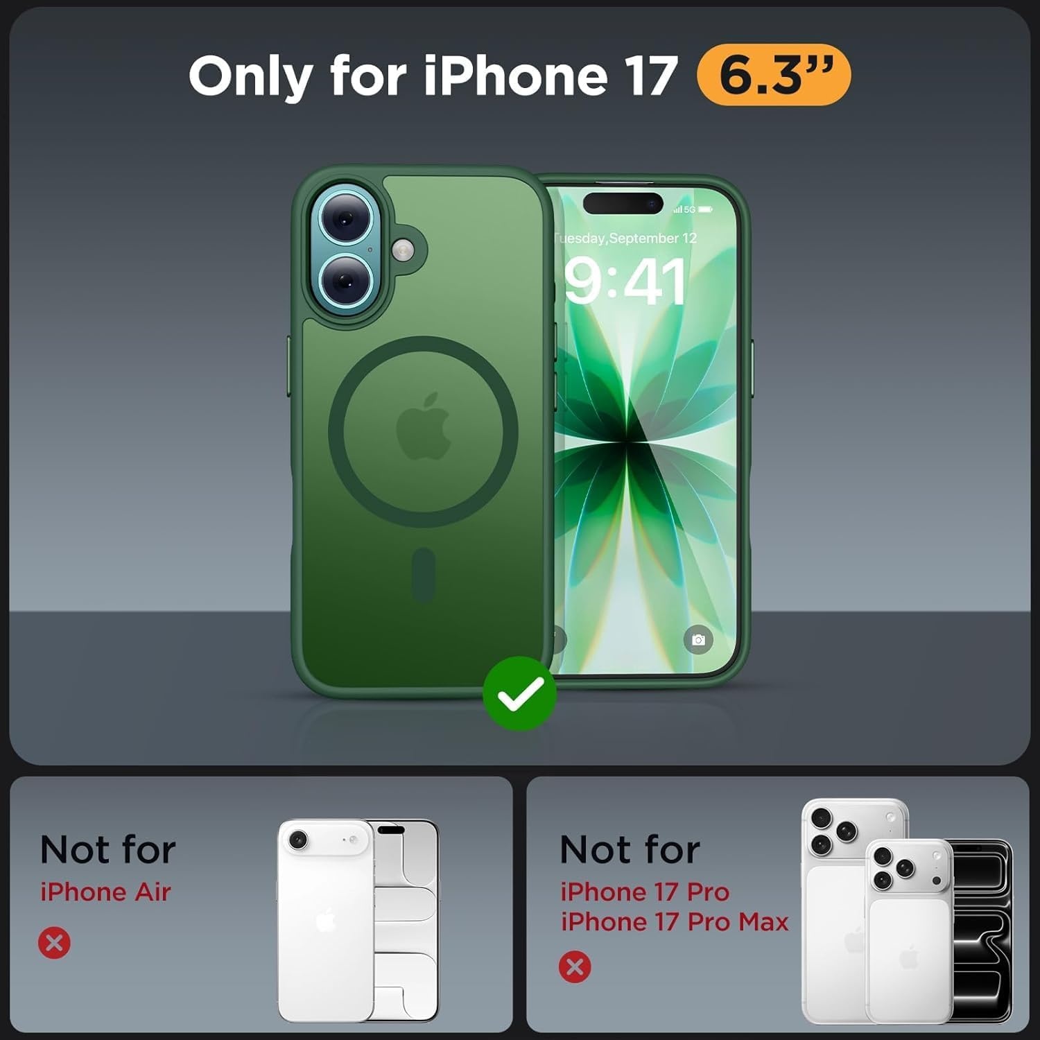 image:imageMiracase for iPhone 16 Pro Max Matte Series Case Magnetic LavenderDark Green