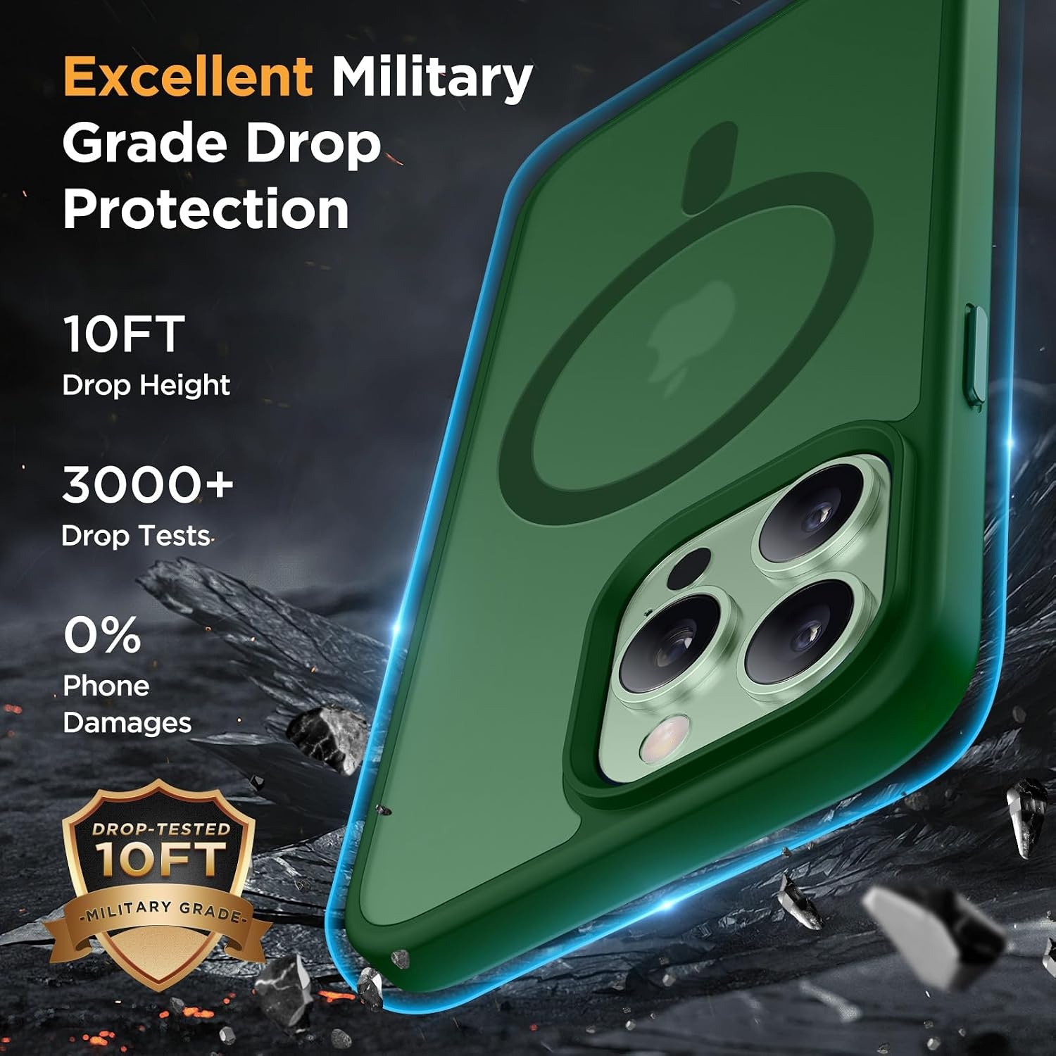 image:imageMiracase for iPhone 16 Pro Max Matte Series Case Magnetic LavenderDark Green