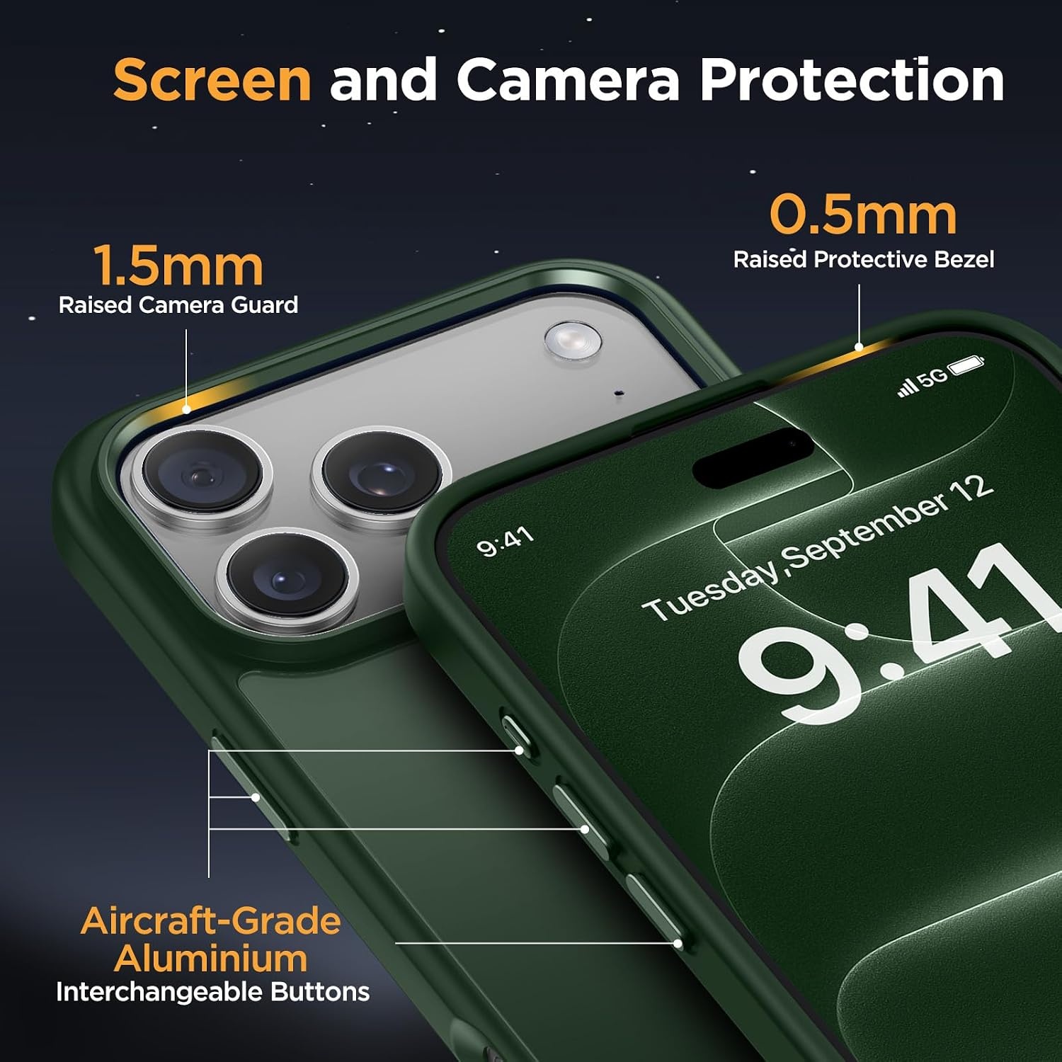 image:imageMiracase for iPhone 16 Pro Max Matte Series Case Magnetic LavenderDark Green