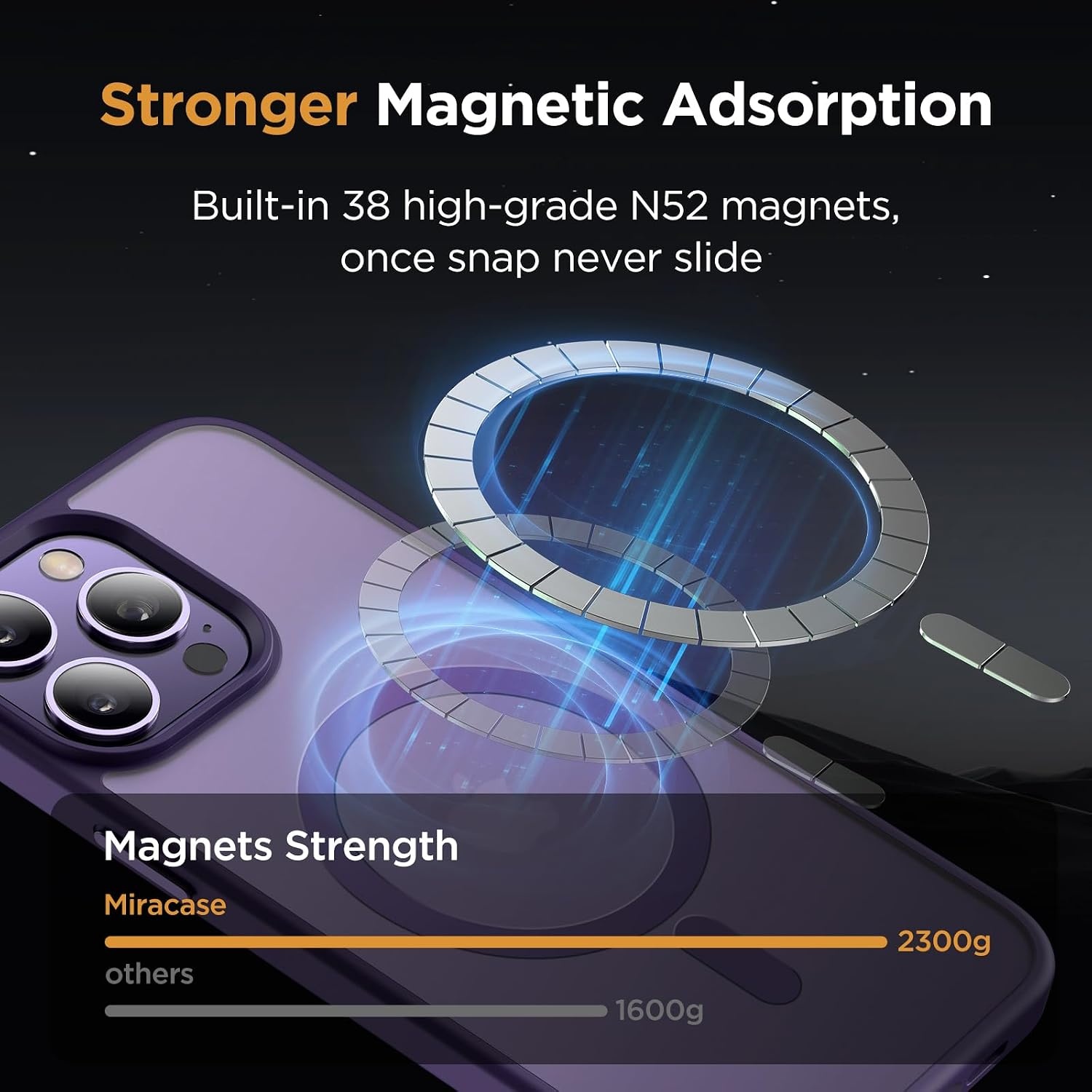 image:imageMiracase for iPhone 16 Pro Max Matte Series Case Magnetic LavenderDark Purple