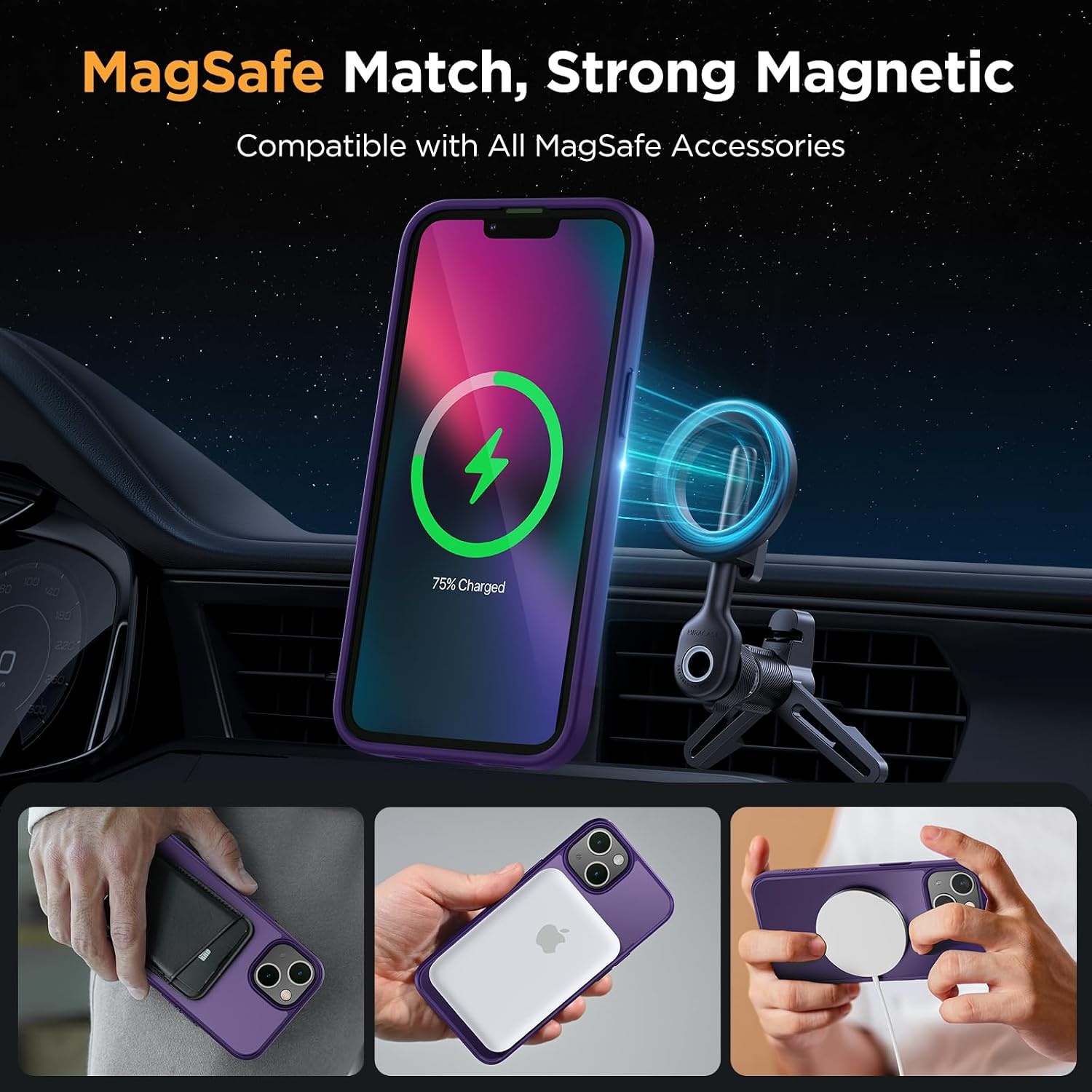 image:imageMiracase for iPhone 16 Pro Max Matte Series Case Magnetic LavenderDark Purple