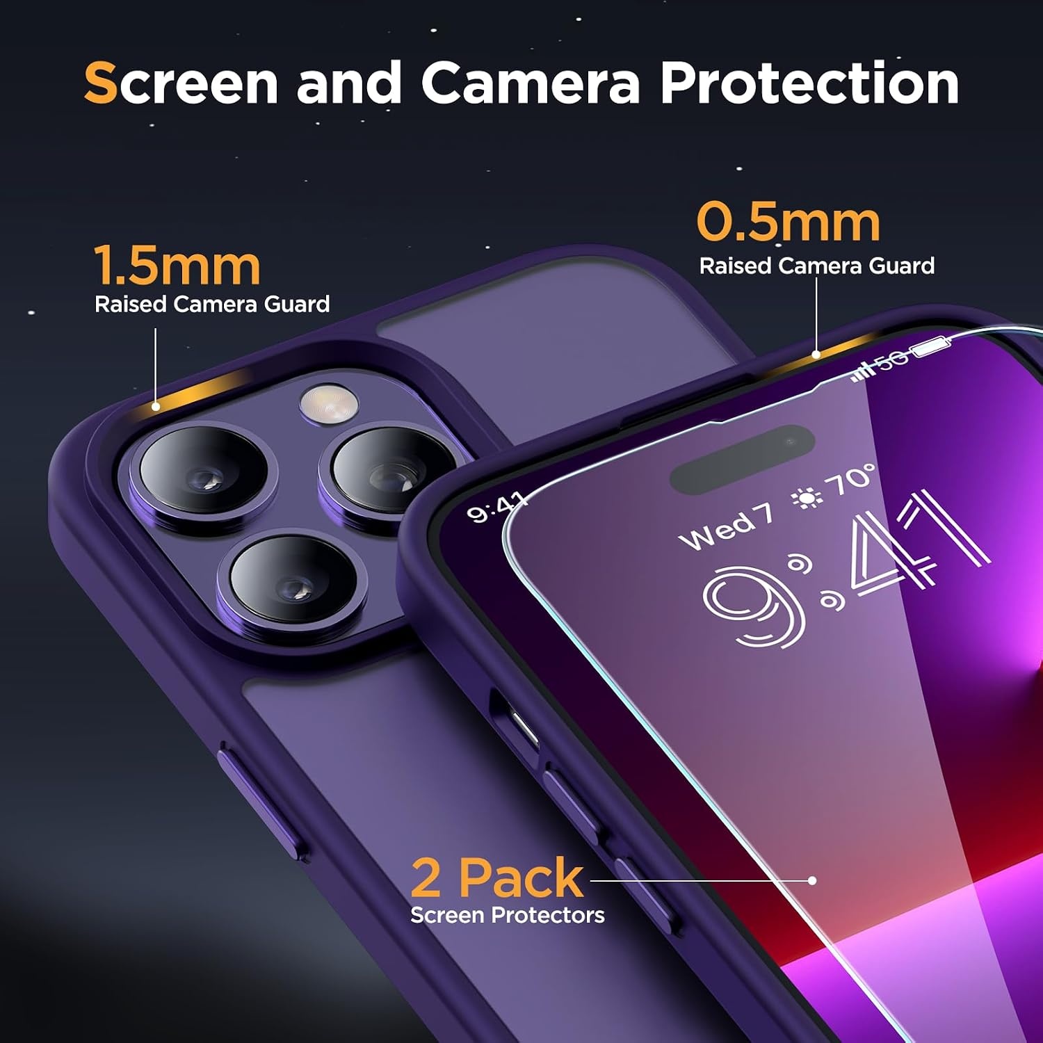 image:imageMiracase for iPhone 16 Pro Max Matte Series Case Magnetic LavenderDark Purple