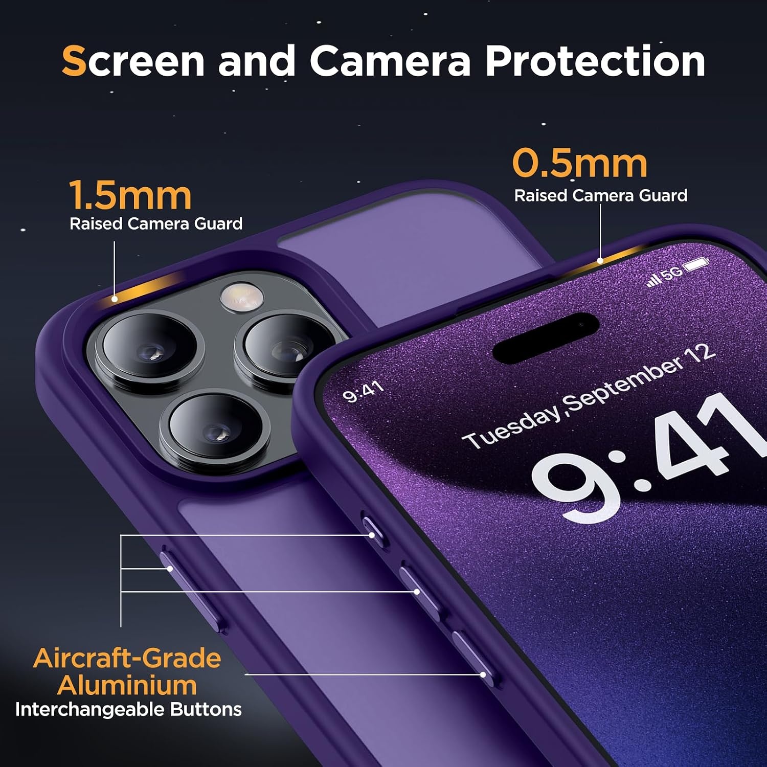 image:imageMiracase for iPhone 16 Pro Max Matte Series Case Magnetic LavenderDark Purple