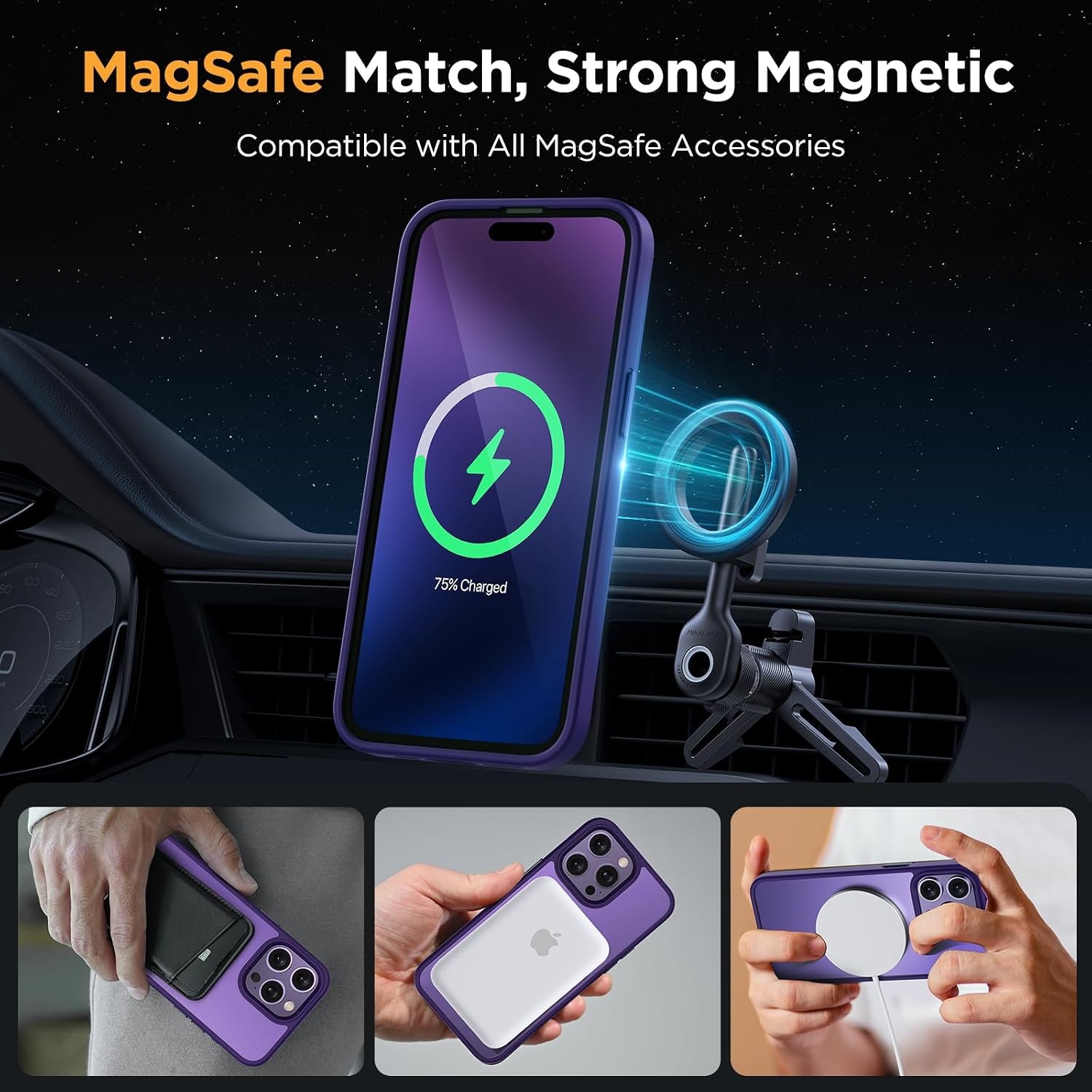 image:imageMiracase for iPhone 16 Pro Max Matte Series Case Magnetic LavenderDark Purple