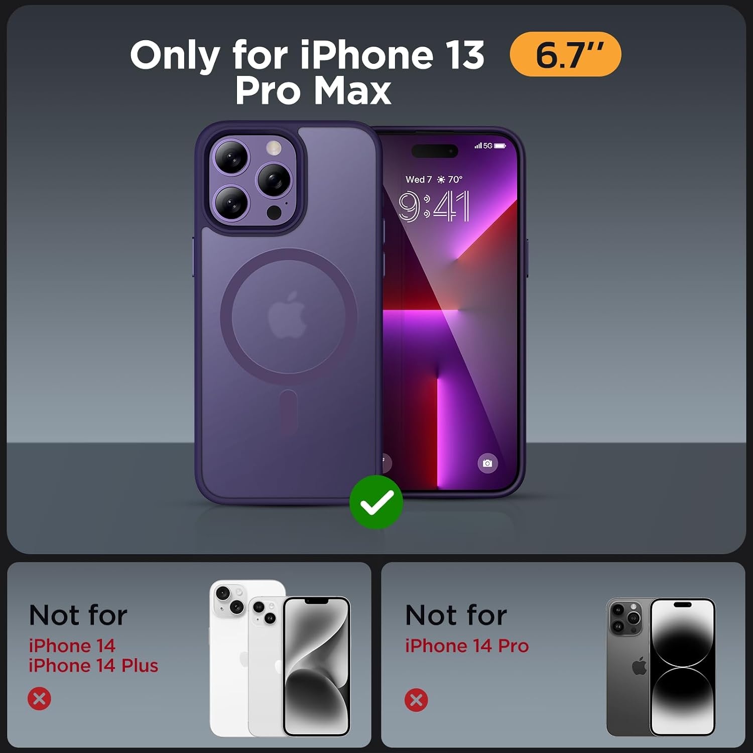 image:imageMiracase for iPhone 16 Pro Max Matte Series Case Magnetic LavenderDark Purple