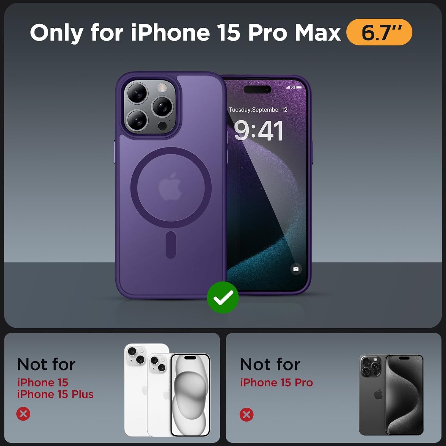 image:imageMiracase for iPhone 16 Pro Max Matte Series Case Magnetic LavenderDark Purple