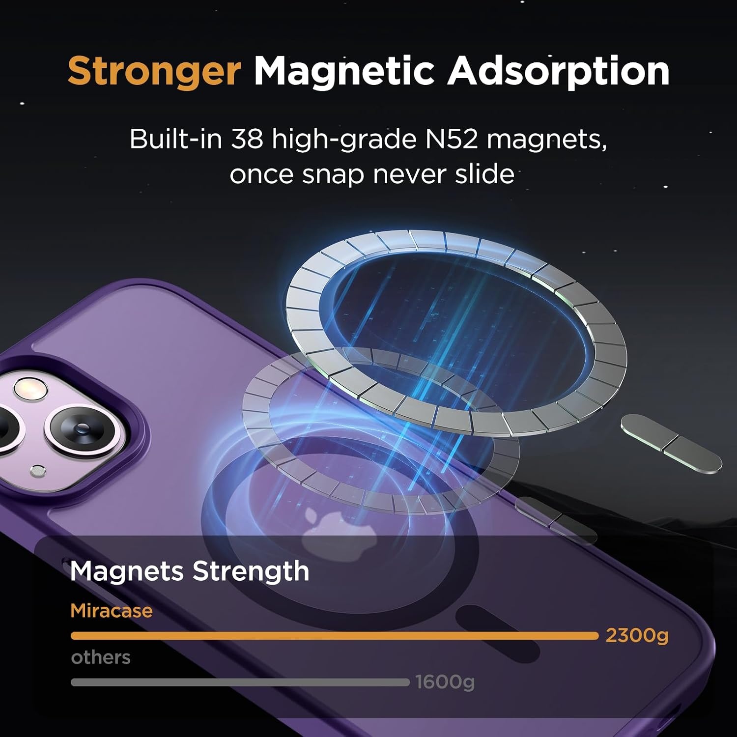 image:imageMiracase for iPhone 16 Pro Max Matte Series Case Magnetic LavenderDark Purple