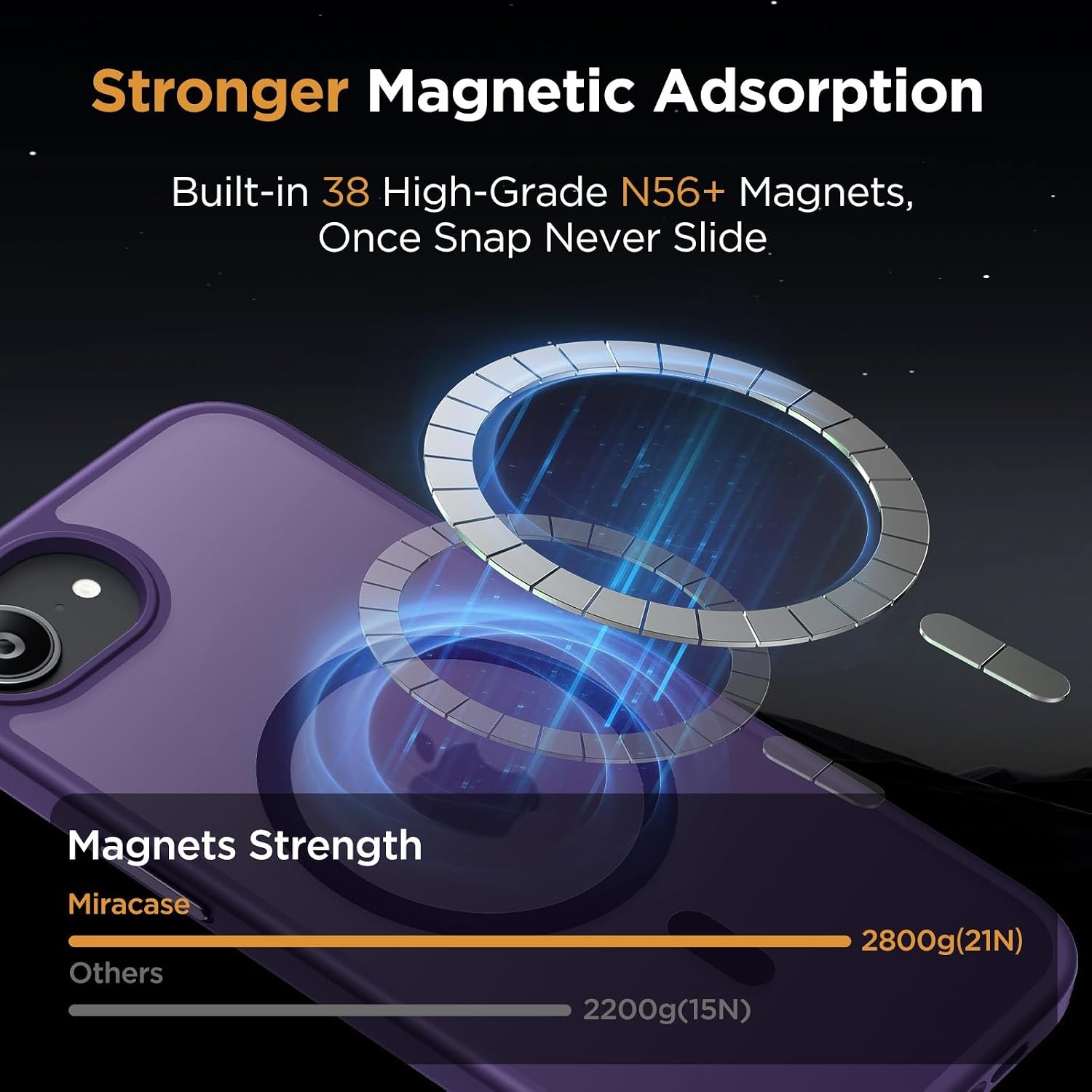 image:imageMiracase for iPhone 16 Pro Max Matte Series Case Magnetic LavenderDark Purple