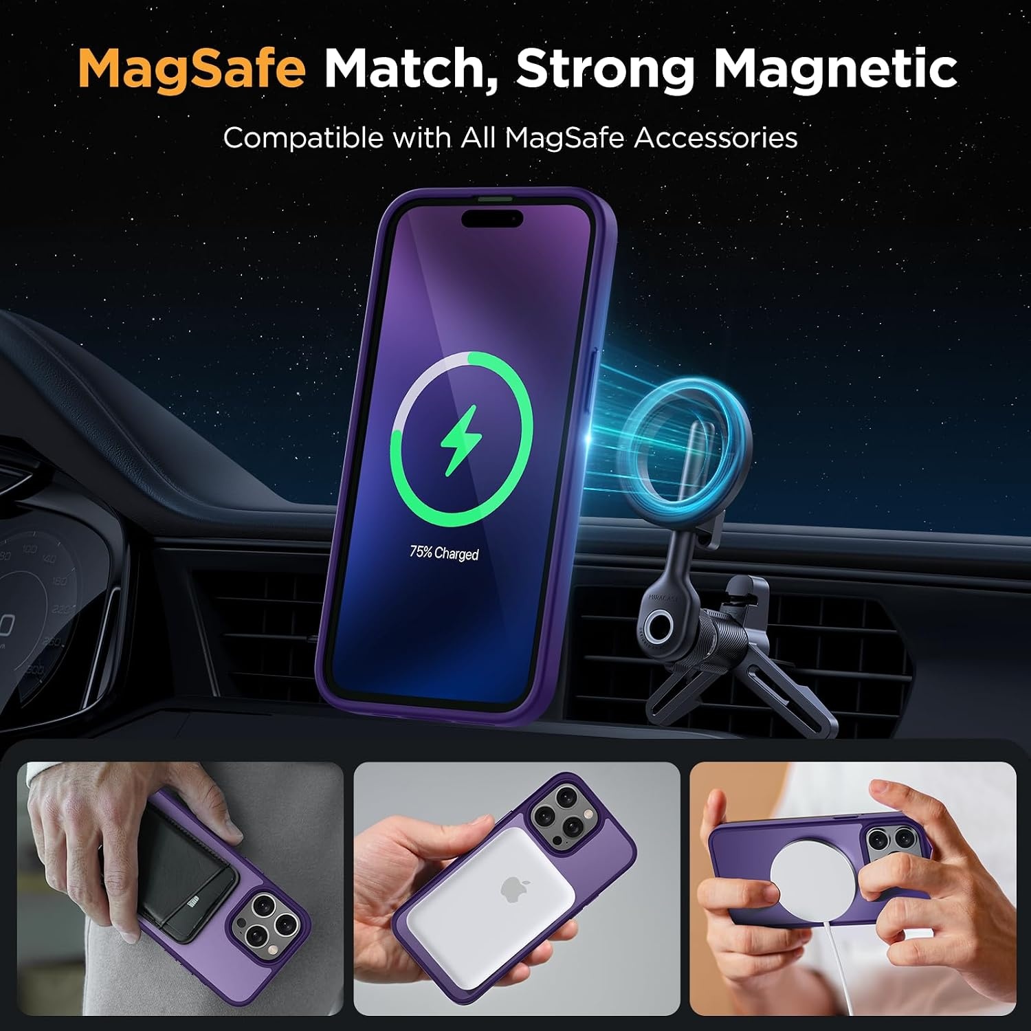 image:imageMiracase for iPhone 16 Pro Max Matte Series Case Magnetic LavenderDark Purple
