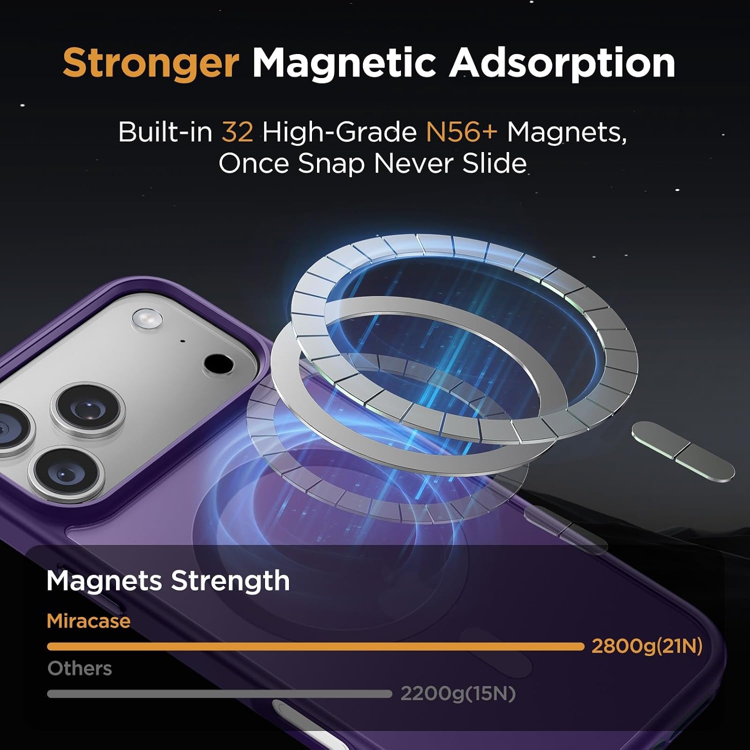 image:imageMiracase for iPhone 16 Pro Max Matte Series Case Magnetic LavenderDark Purple