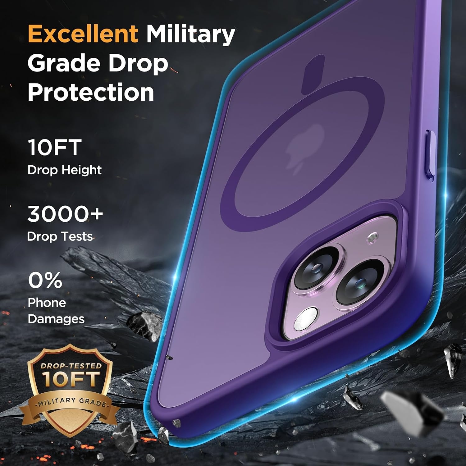 image:imageMiracase for iPhone 16 Pro Max Matte Series Case Magnetic LavenderDark Purple