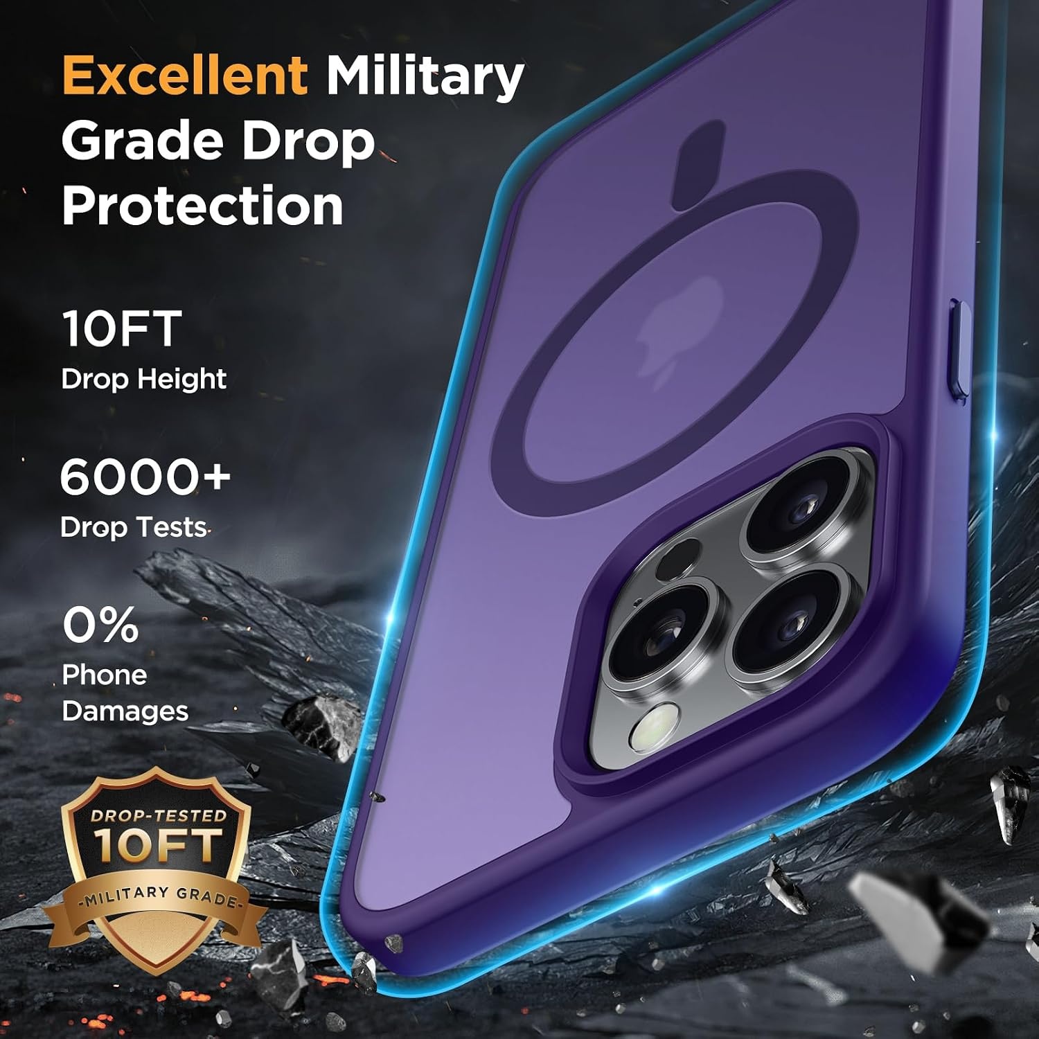 image:imageMiracase for iPhone 16 Pro Max Matte Series Case Magnetic LavenderDark Purple