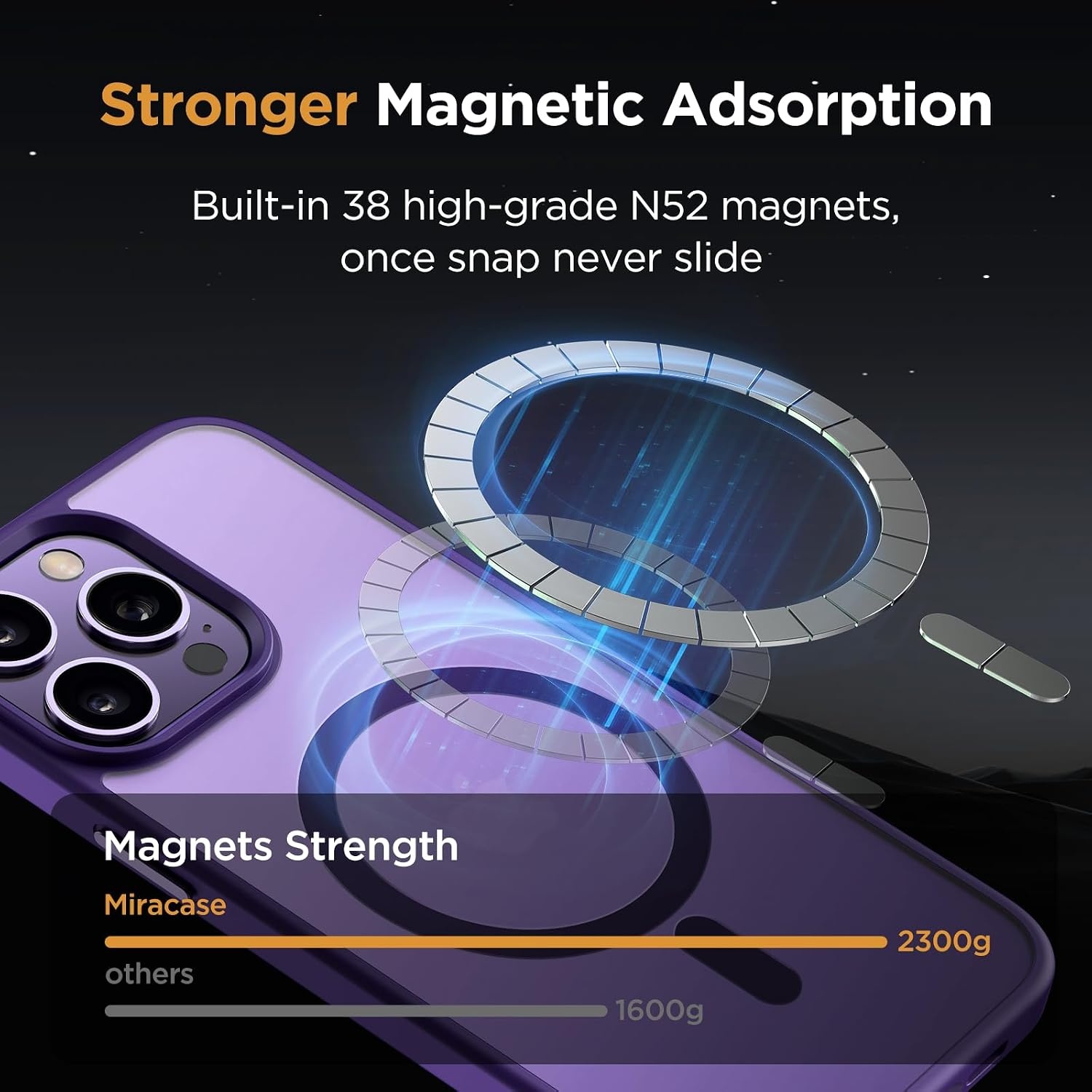 image:imageMiracase for iPhone 16 Pro Max Matte Series Case Magnetic LavenderDark Purple