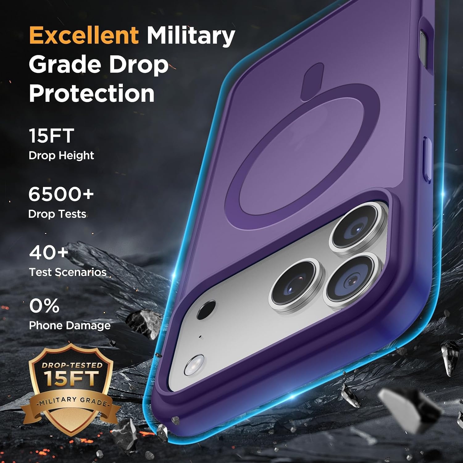 image:imageMiracase for iPhone 16 Pro Max Matte Series Case Magnetic LavenderDark Purple