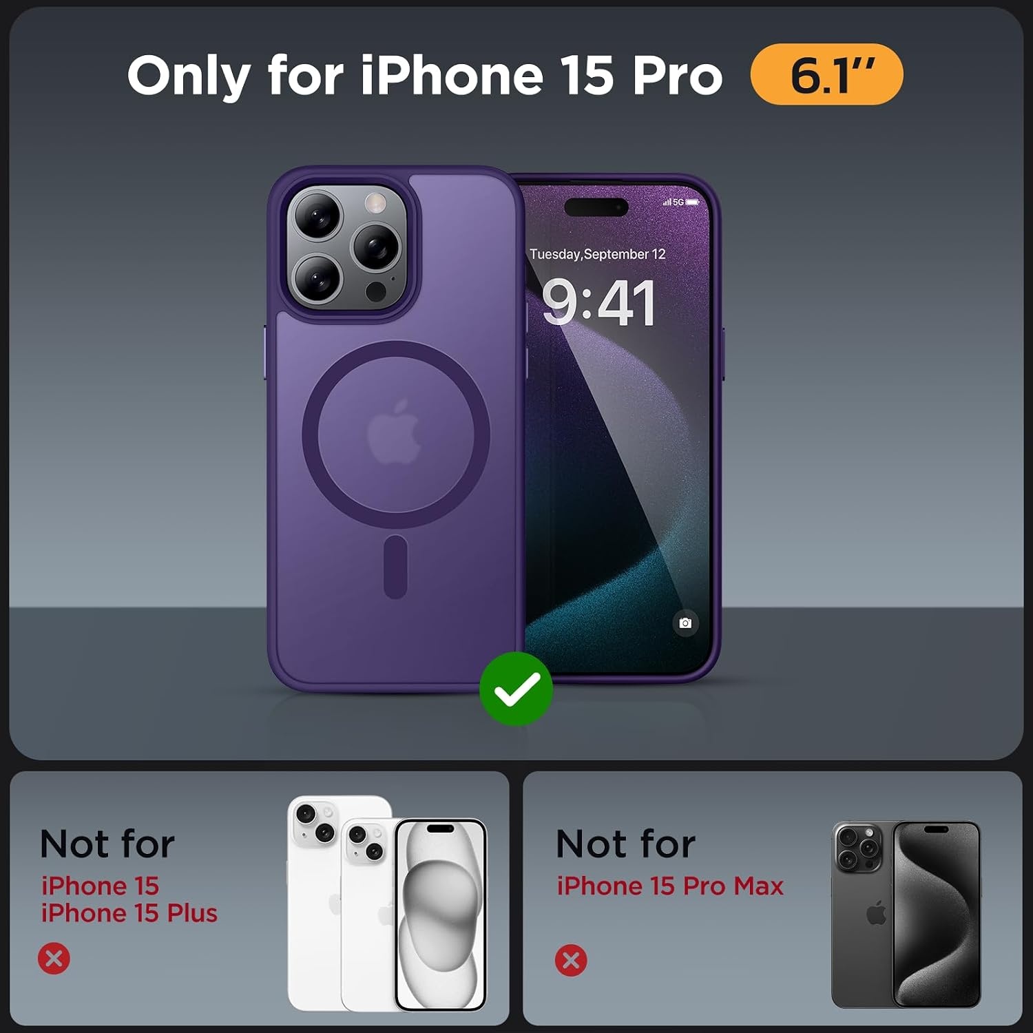 image:imageMiracase for iPhone 16 Pro Max Matte Series Case Magnetic LavenderDark Purple