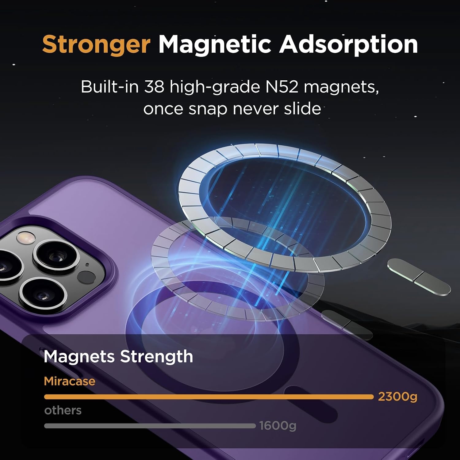 image:imageMiracase for iPhone 16 Pro Max Matte Series Case Magnetic LavenderDark Purple