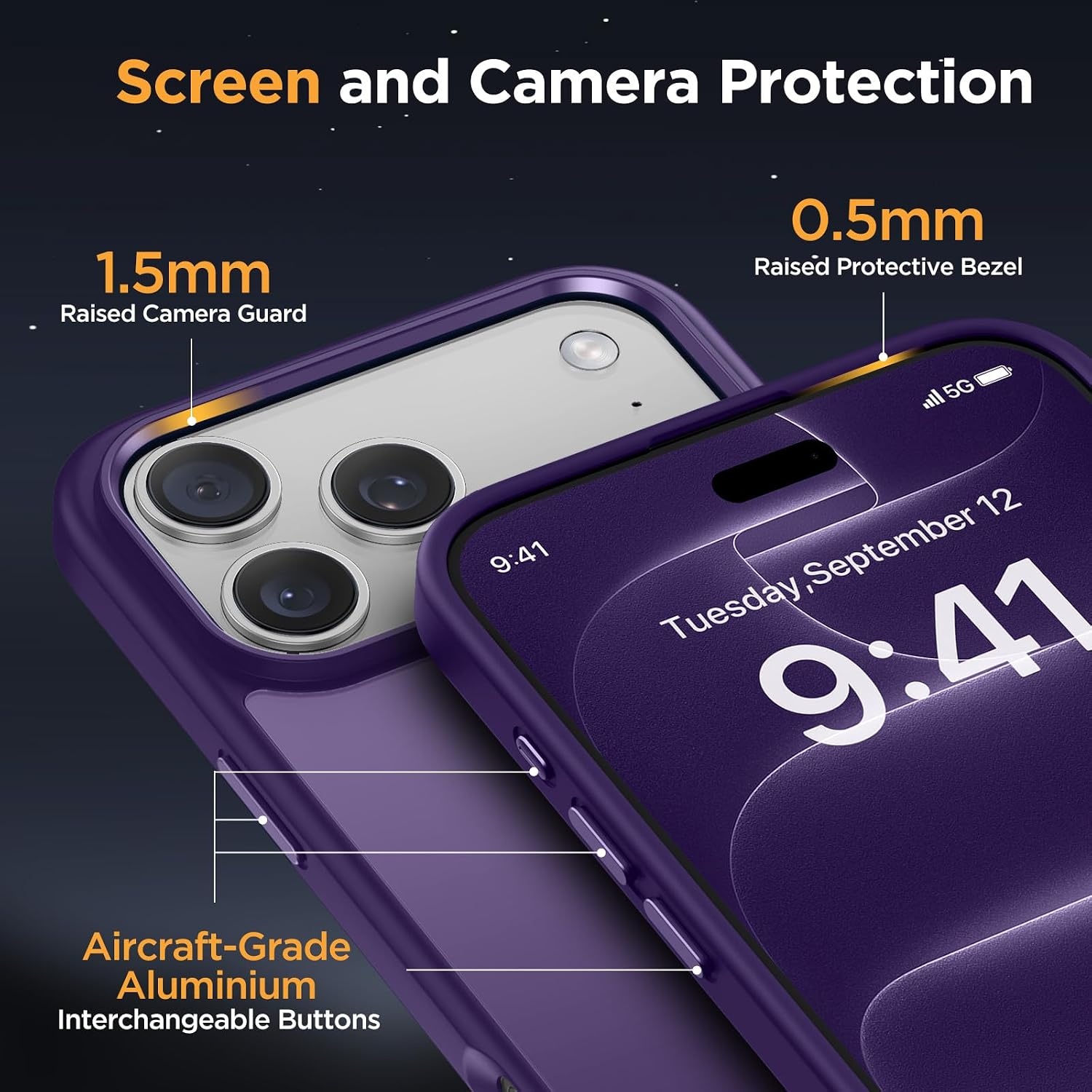 image:imageMiracase for iPhone 16 Pro Max Matte Series Case Magnetic LavenderDark Purple