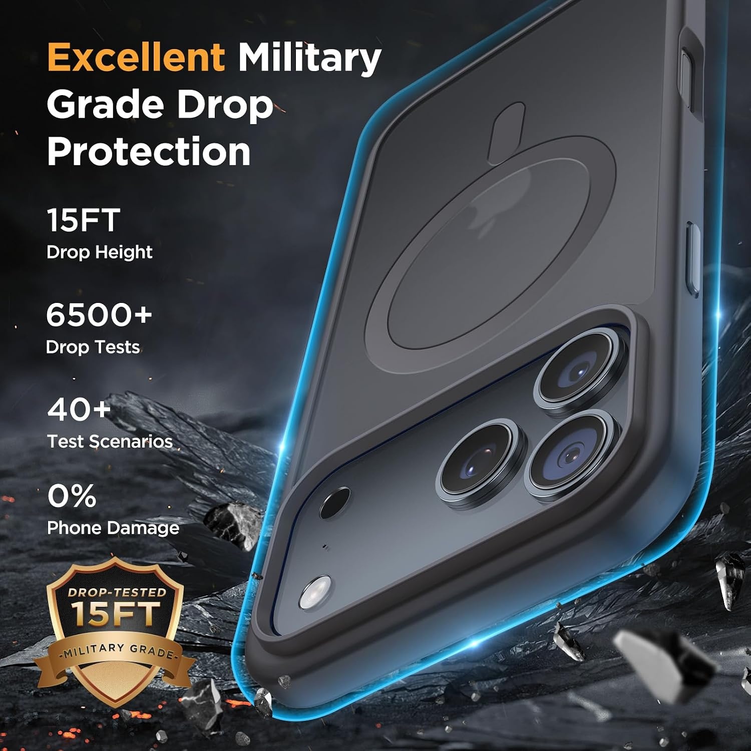 image:imageMiracase for iPhone 16 Pro Max Matte Series Case Magnetic LavenderDeep Gray