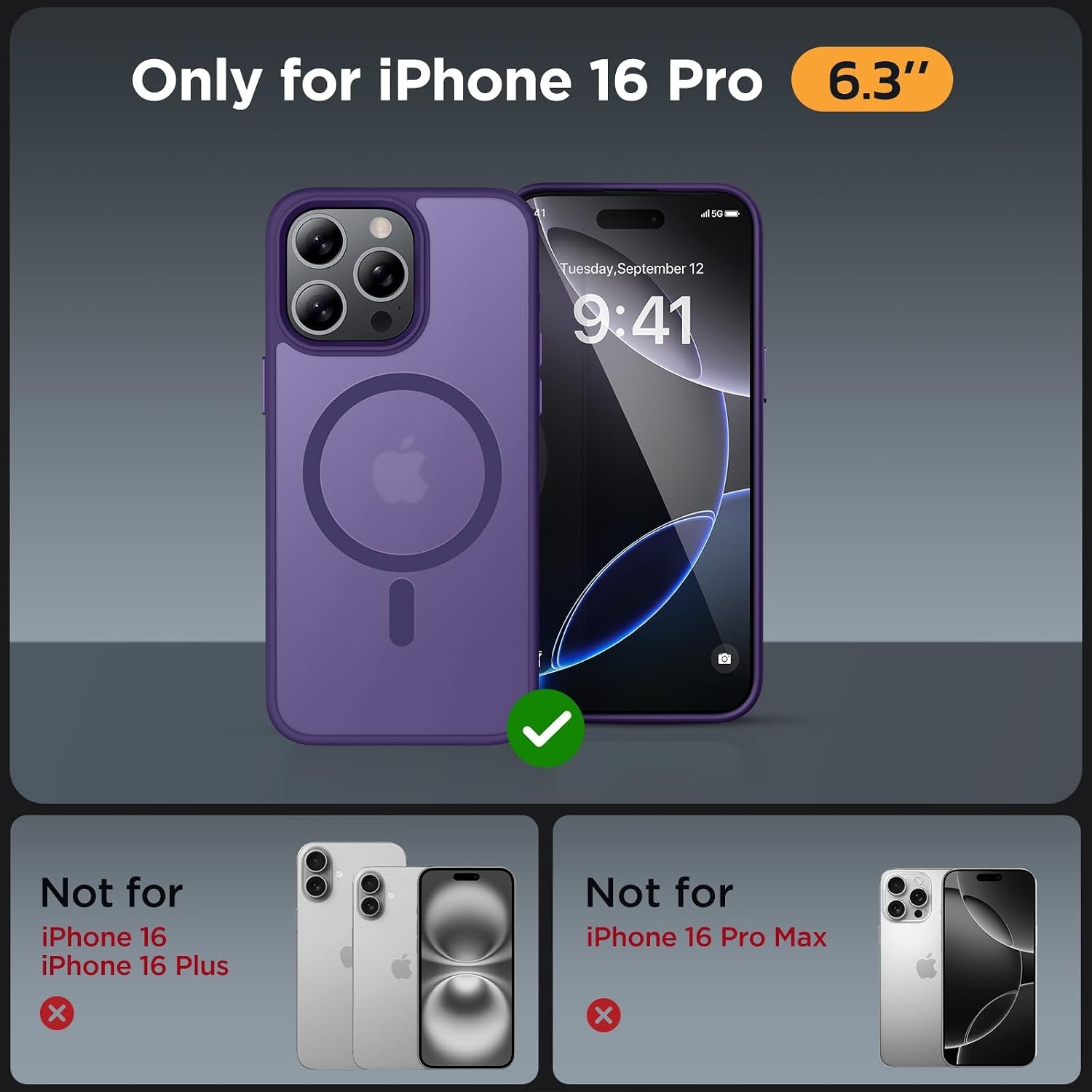 image:imageMiracase for iPhone 16 Pro Max Matte Series Case Magnetic LavenderDeep Purple
