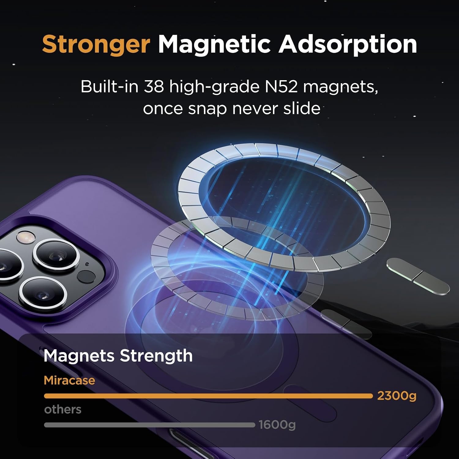 image:imageMiracase for iPhone 16 Pro Max Matte Series Case Magnetic LavenderDeep Purple
